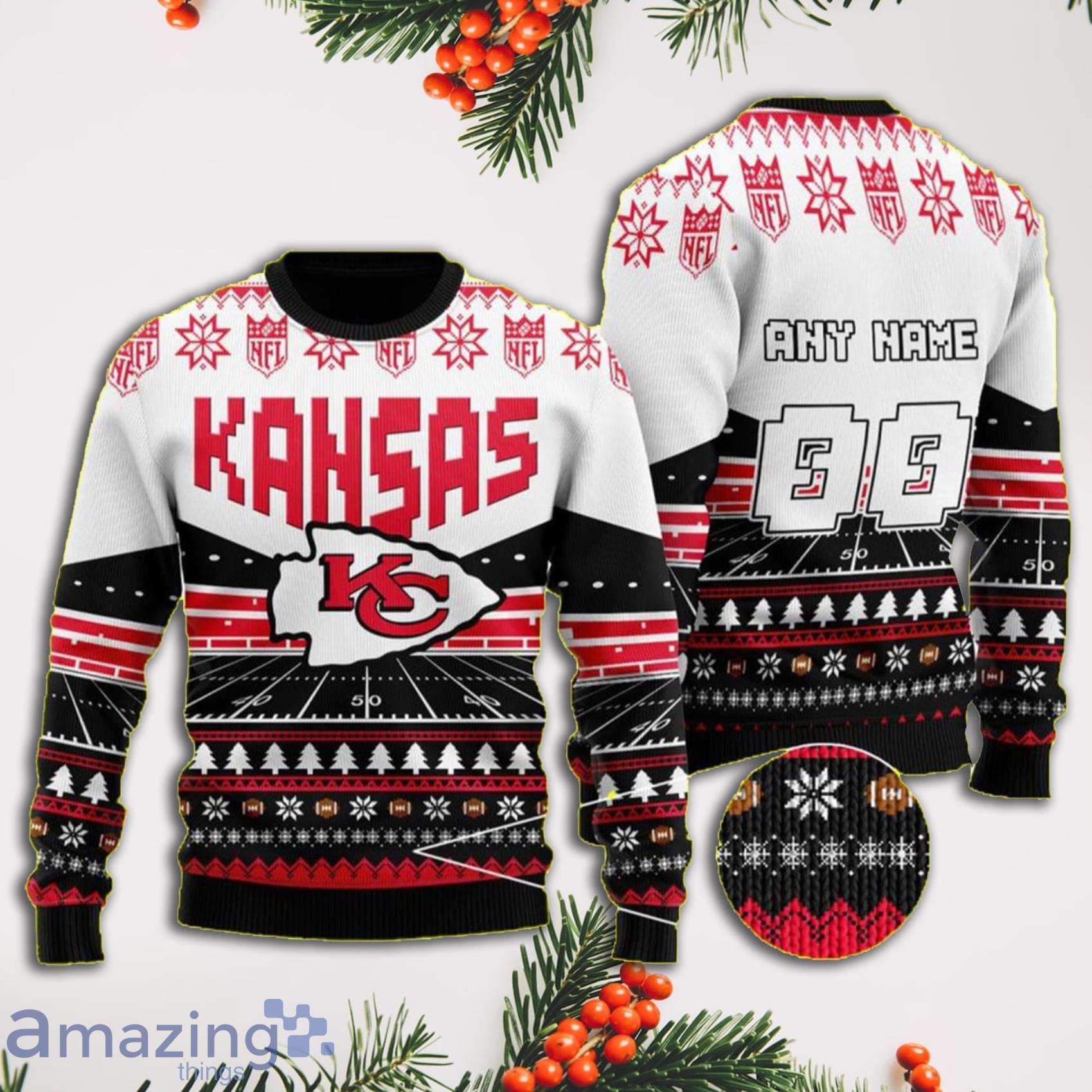 Custom Name And Number NFL Kansas City Chiefs Ugly Sweater Gift For Fans Product Photo 1