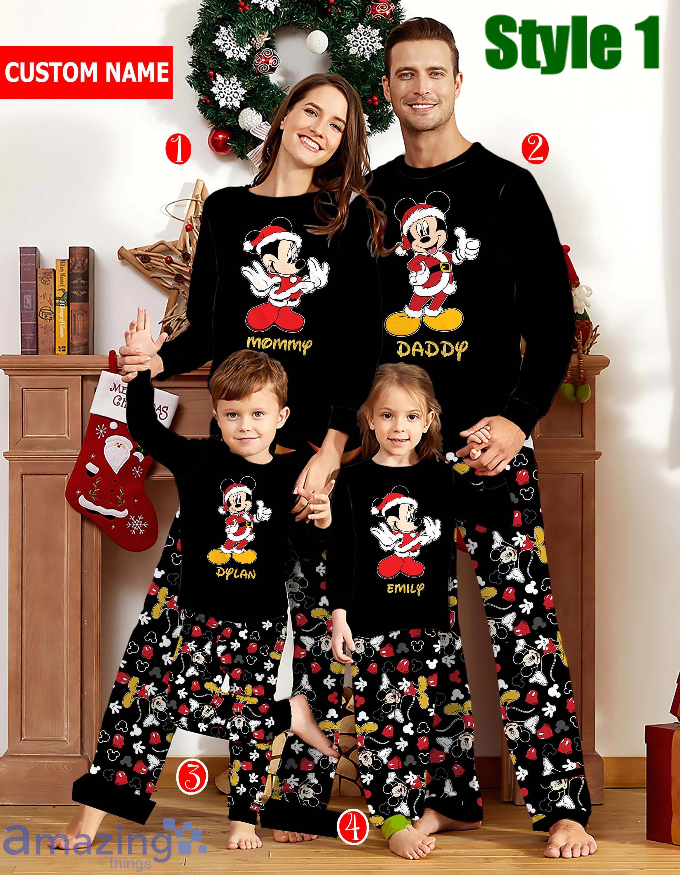 Custom Name Disney Mickey Mouse Christmas Pajamas Set For Family Product Photo 1