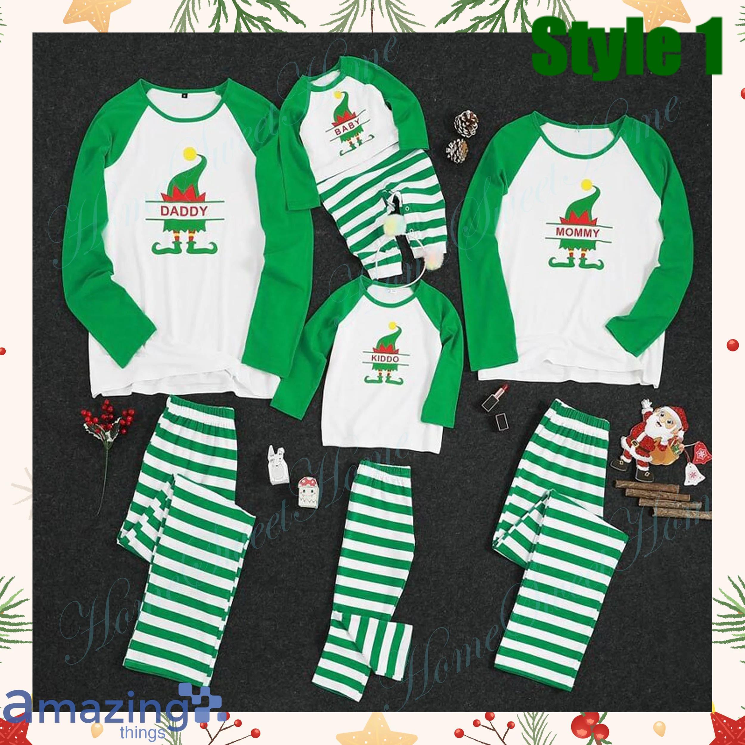 Custom Name Elf Merry Christmas Matching Family Pajamas Product Photo 1