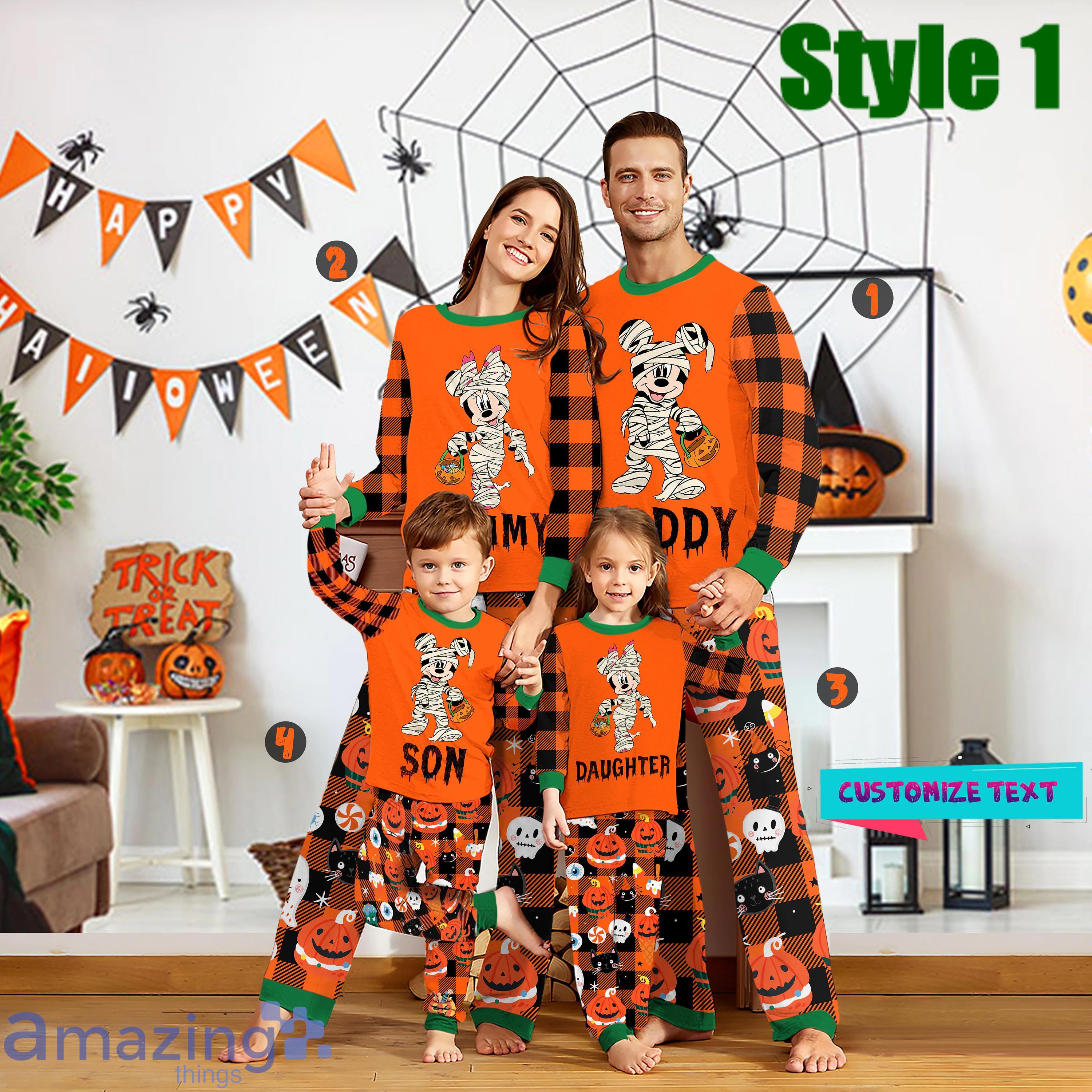 Custom Name Family Disney Halloween Mickey Minnie Mouse Skeleton Matching Family Pajamas Product Photo 1