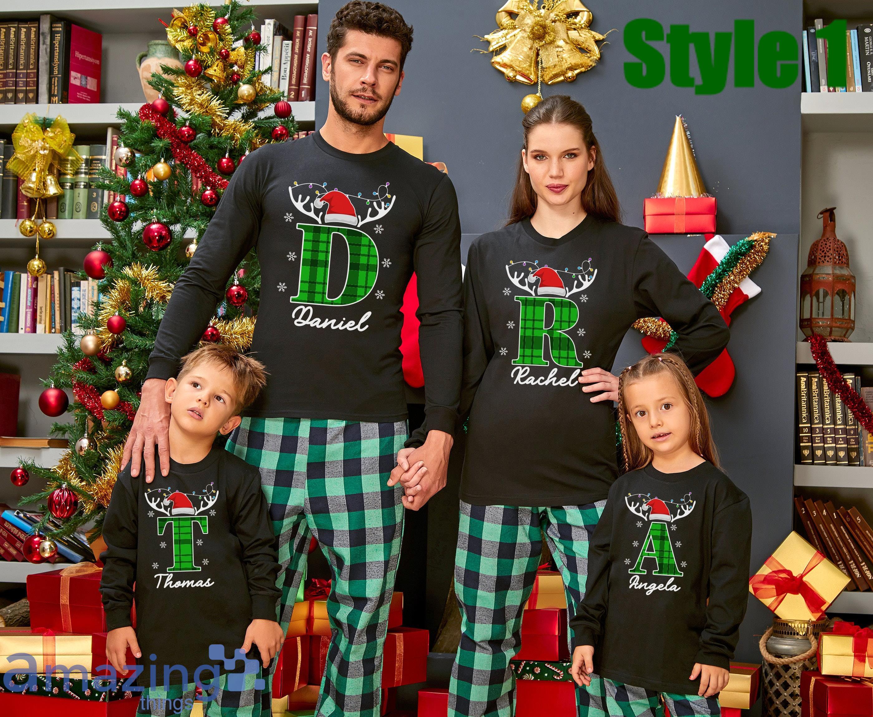 Custom Name  Reindeer Christmas Matching Family Pajamas Product Photo 1