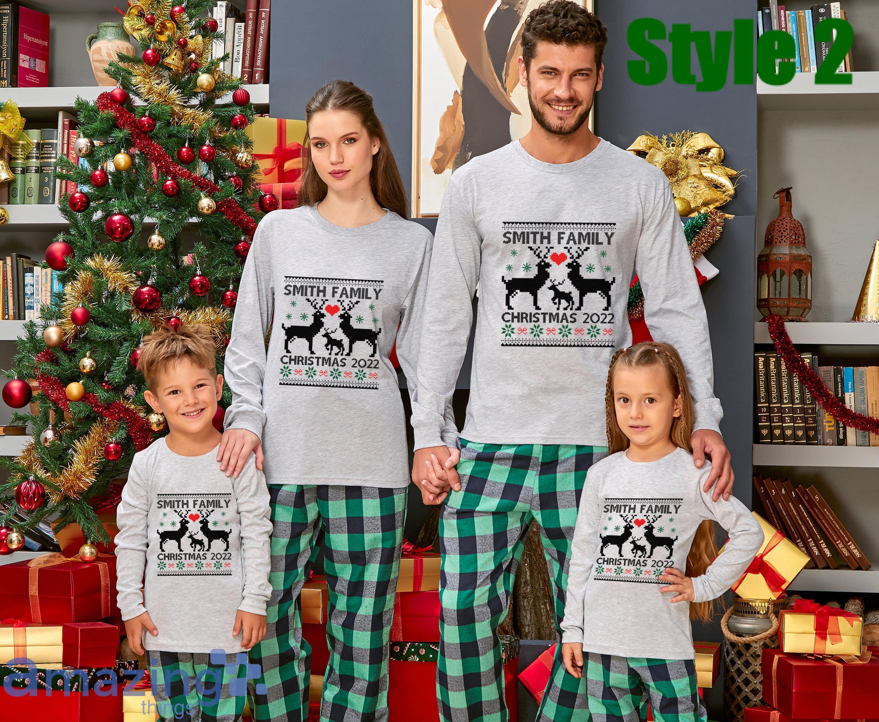 Custom Name Reindeer Matching Family Christmas Pajamas