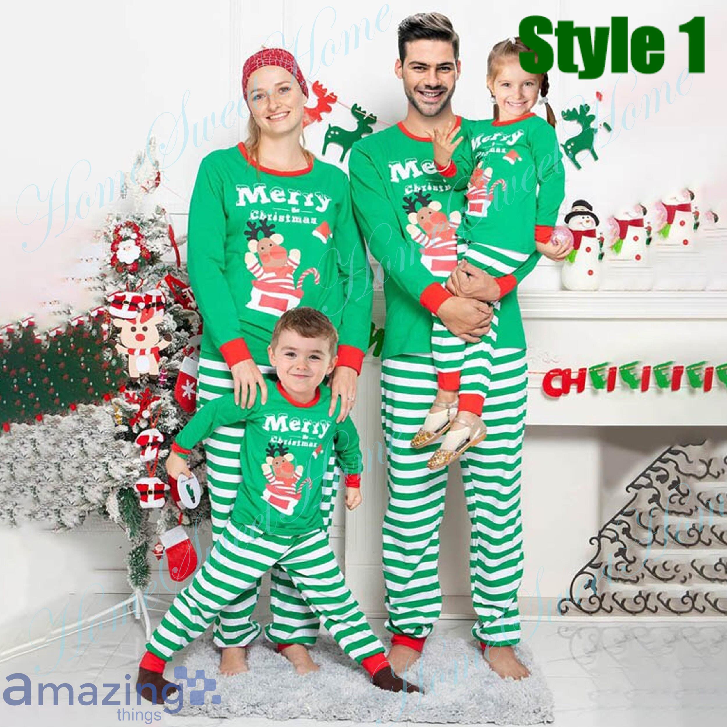 Cute Deer Merry Christmas Matching Family Pajamas Product Photo 1