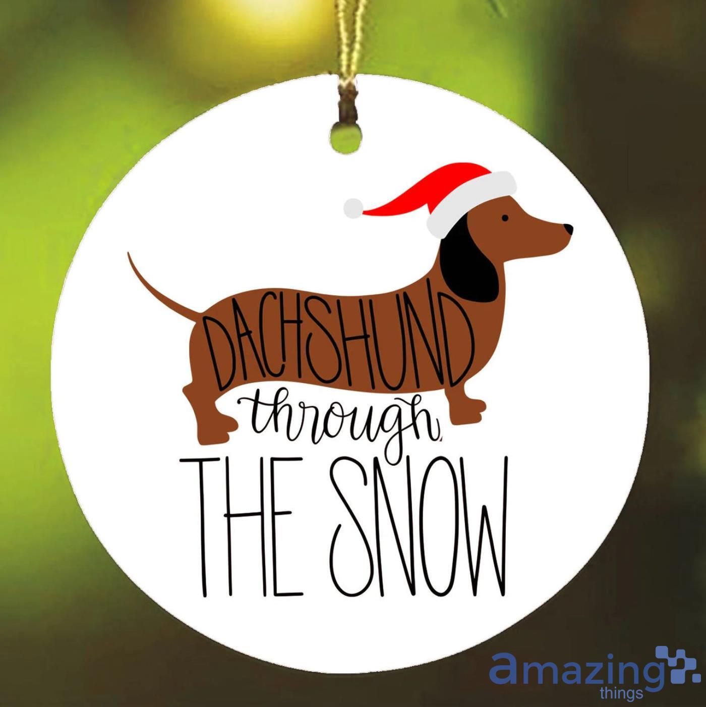 Dachshund Through The Snow Christmas Ceramic Ornament Product Photo 1