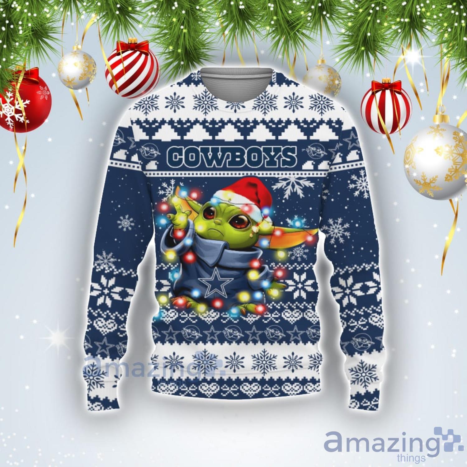 Dallas Cowboys Baby Yoda Star Wars American Ugly Christmas Sweater Product Photo 1