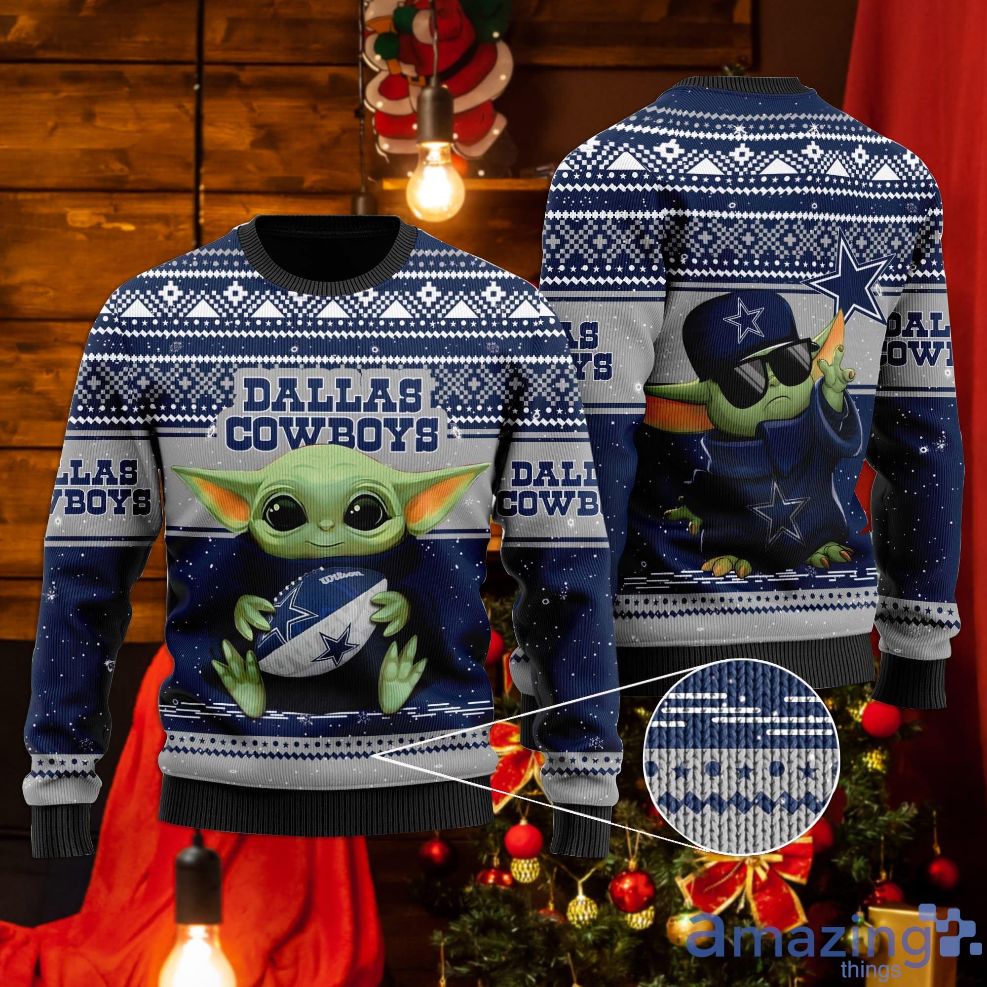 Dallas Cowboys Baby Yoda Ugly Christmas Sweater Product Photo 1