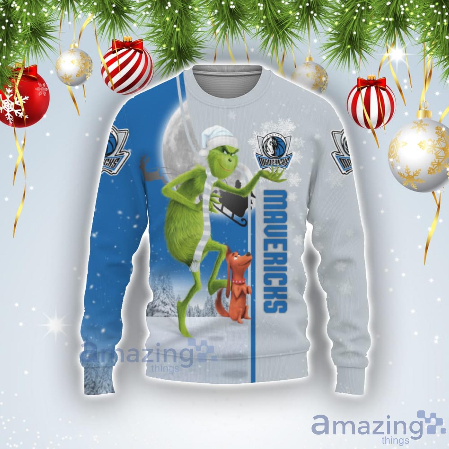 Dallas Mavericks Funny Grinch Ugly Christmas Sweater Product Photo 1
