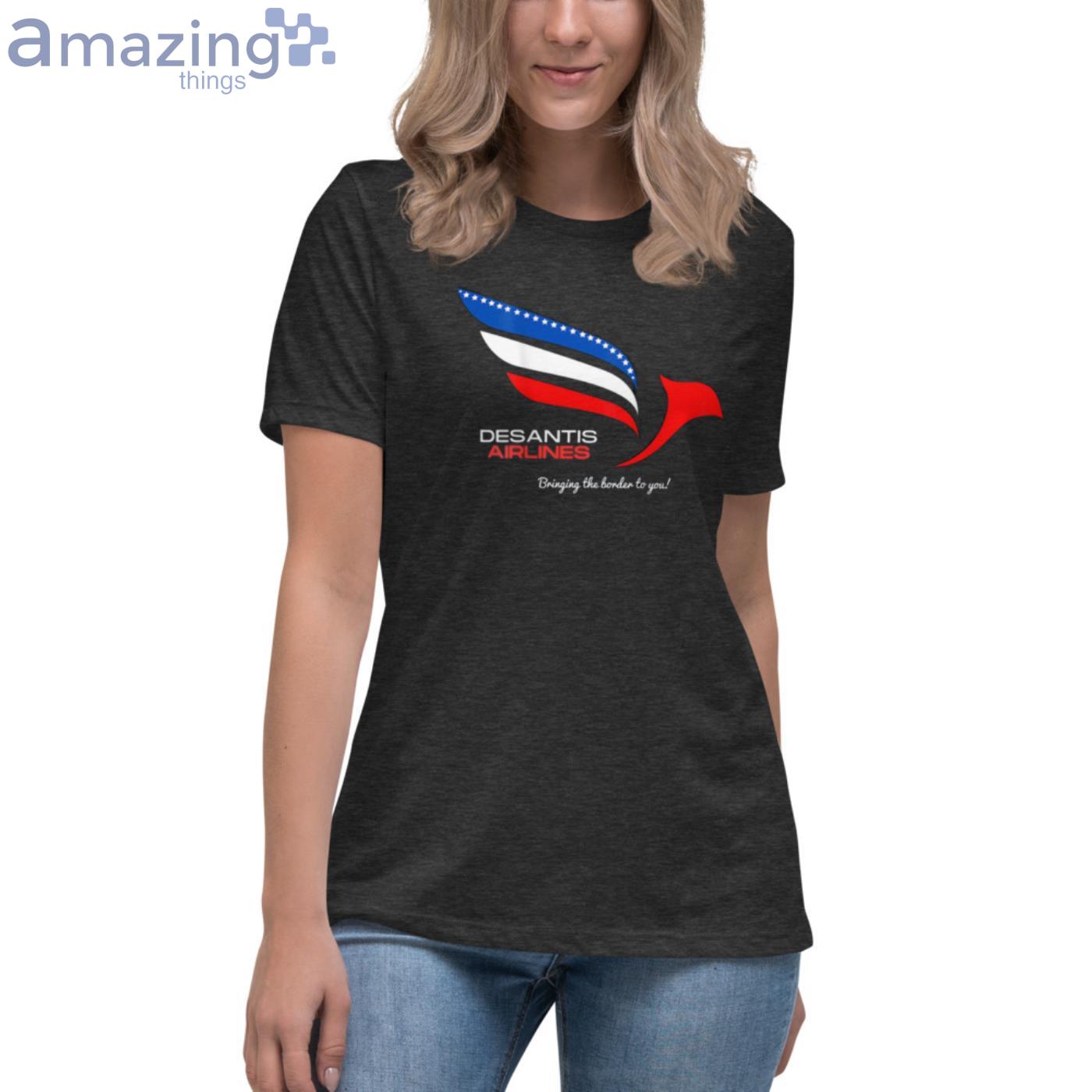 Desantis Airlines Shirt Print on Back image Desantis Airlines Shirt Print on Back - Womens Relaxed Short Sleeve Jersey Tee-1