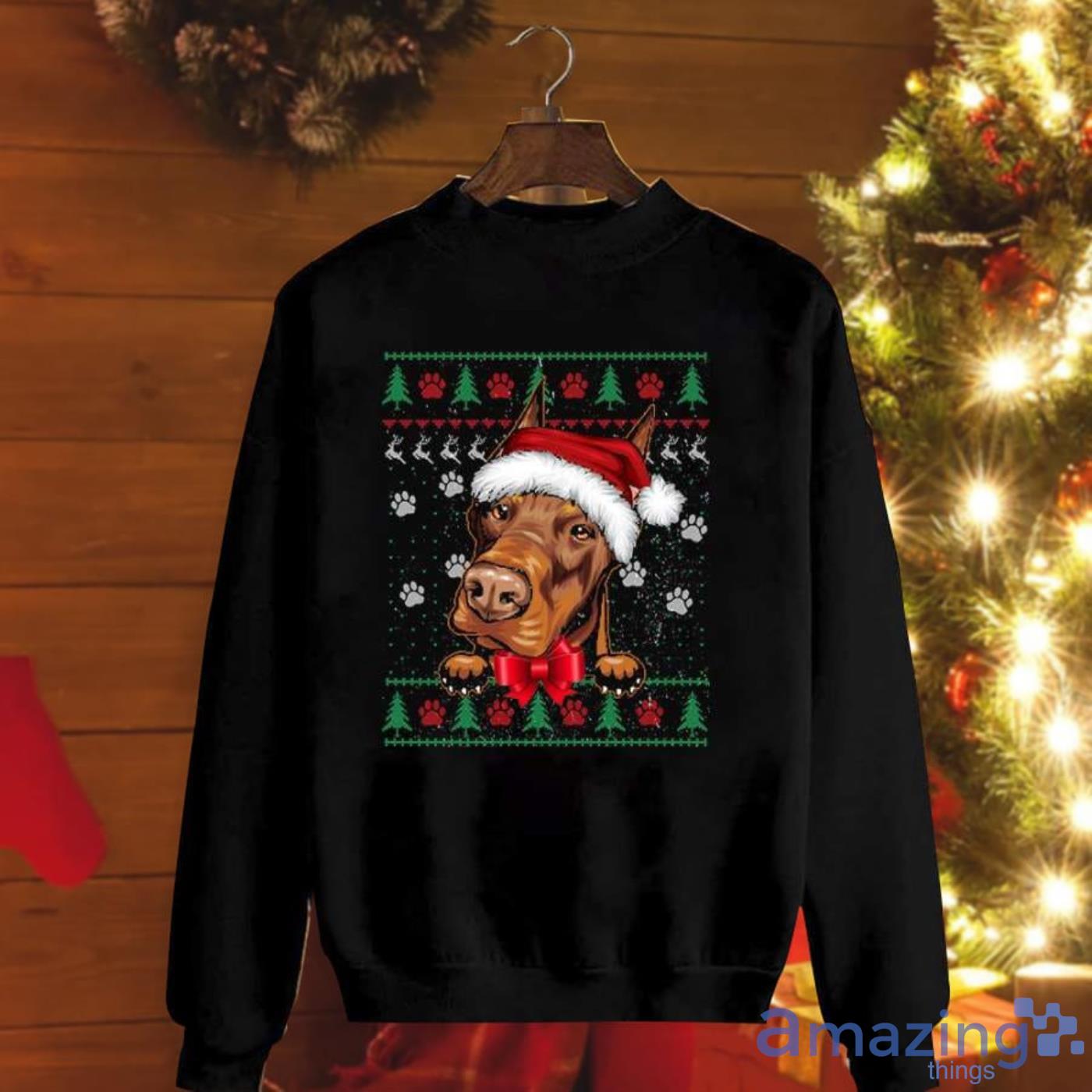 Doberman Santa Claus Christmas Ugly Wweater Funny Dog Lover Xmas Christmas Sweatshirt Product Photo 1