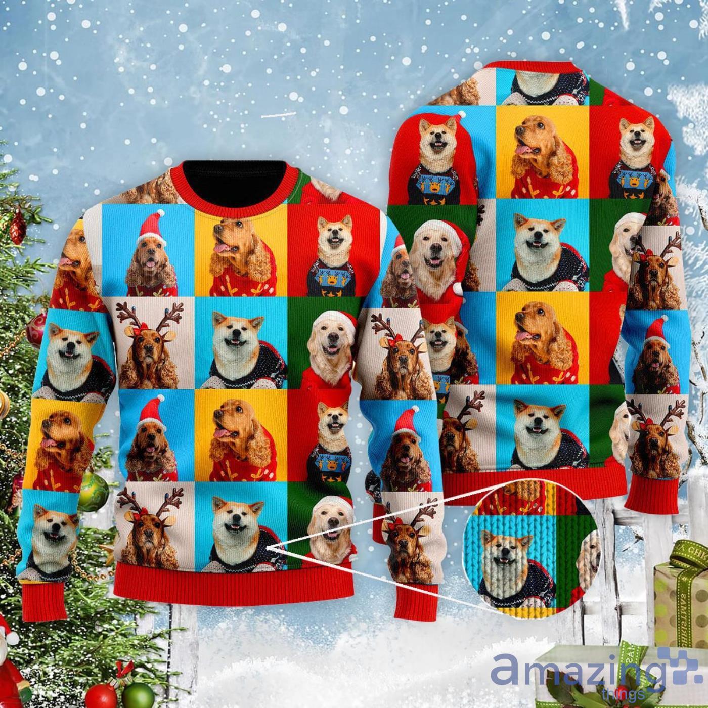 Dog Face Winter Is Here Dog Gift For Dog Lover Ugly Christmas Sweater Product Photo 1