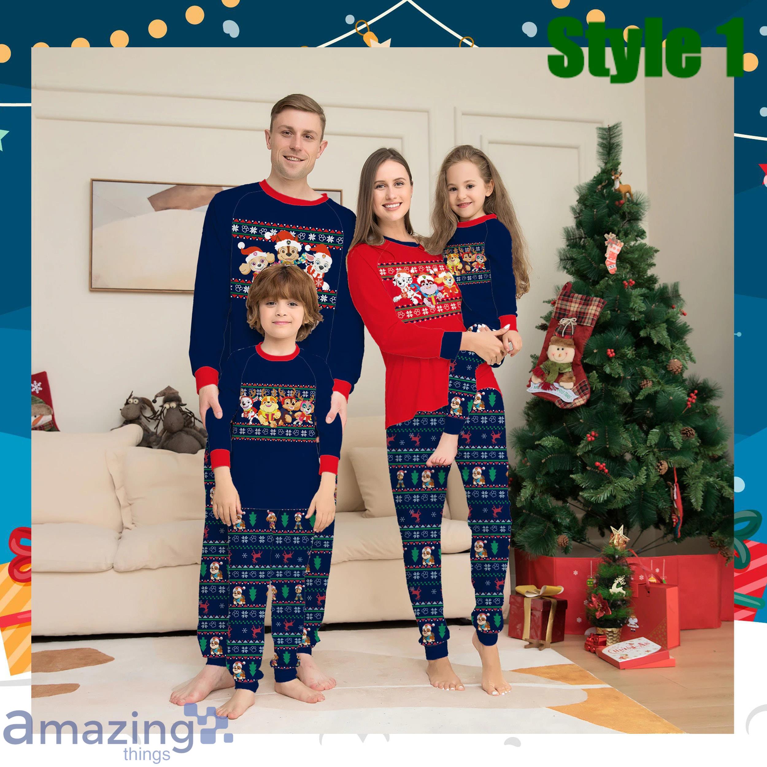 Dogs And Chritmas Ugly Sweater Matching Family Pajamas Set Product Photo 1