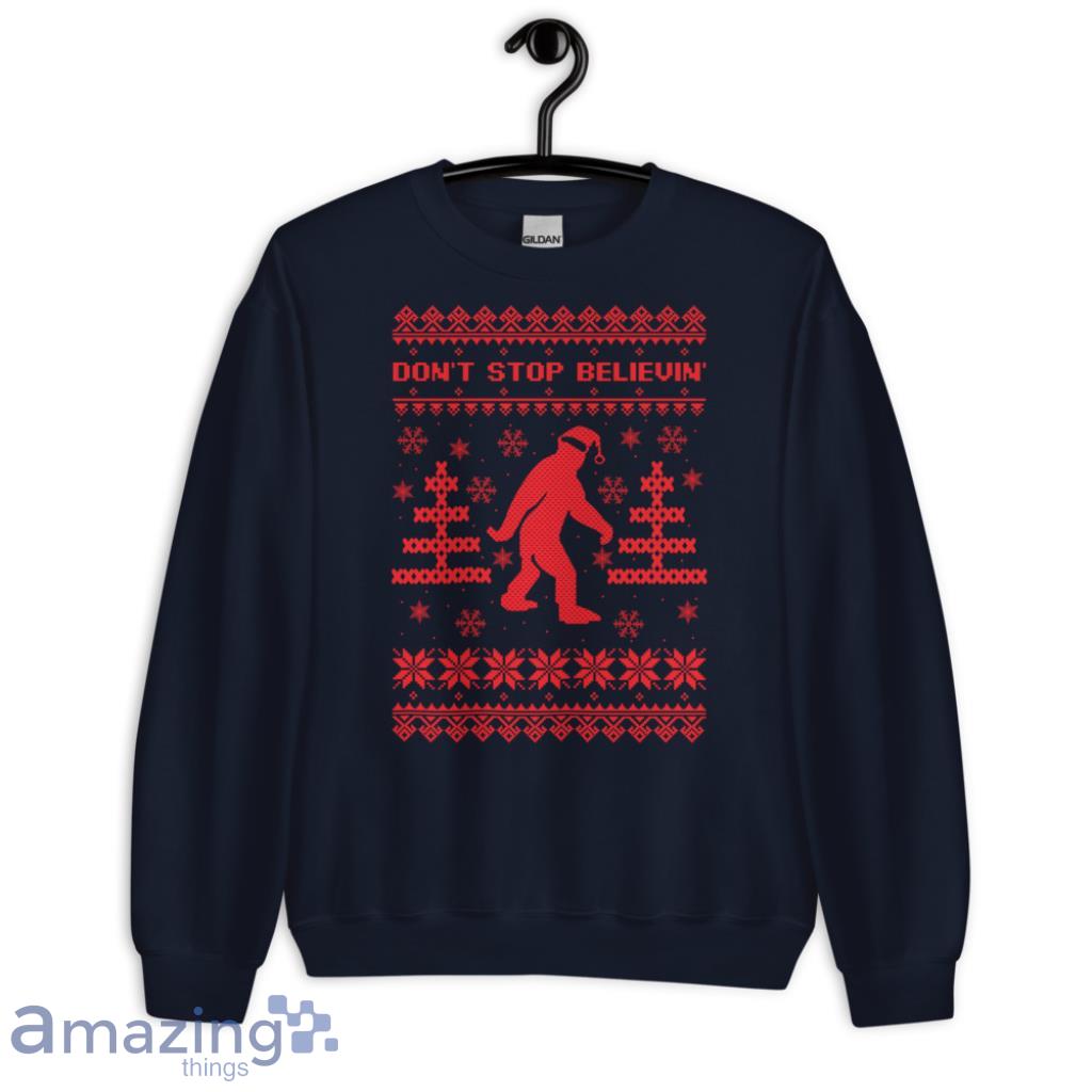 Don't Stop Believin Big Foot Christmas Sweatshirt - G185 Crewneck Sweatshirt-1