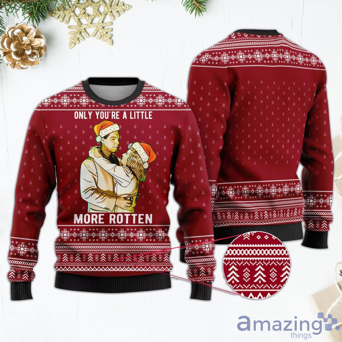 Double Indemnity Only You're A Little Mor Rotten Red Ugly Christmas Sweater Product Photo 1