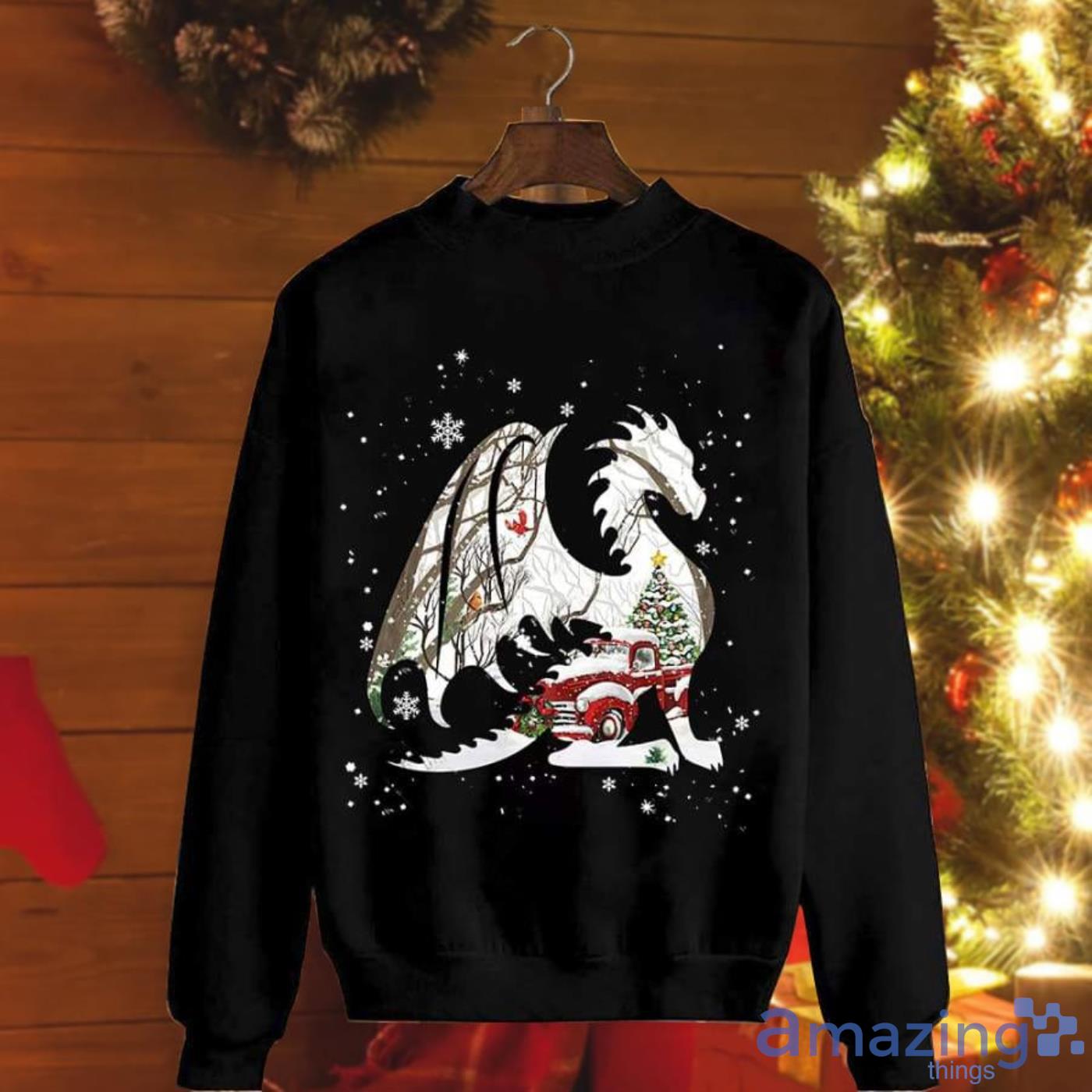 Dragon Red Truck Xmas Tree Cardinal Cold Christmas Sweatshirt Product Photo 1