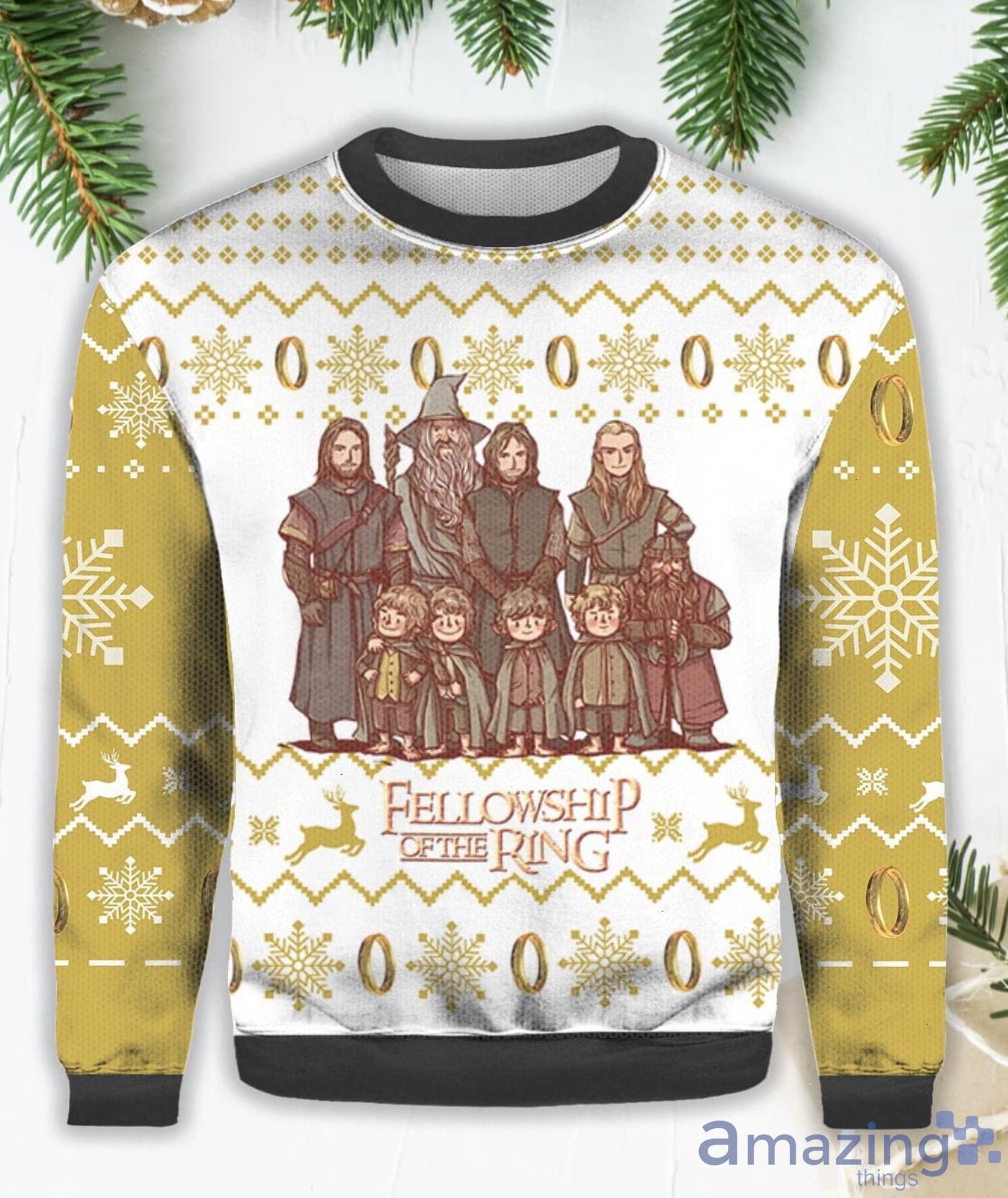 Fellowship Of The Ring Christmas Believe Ugly Christmas Sweater Product Photo 1