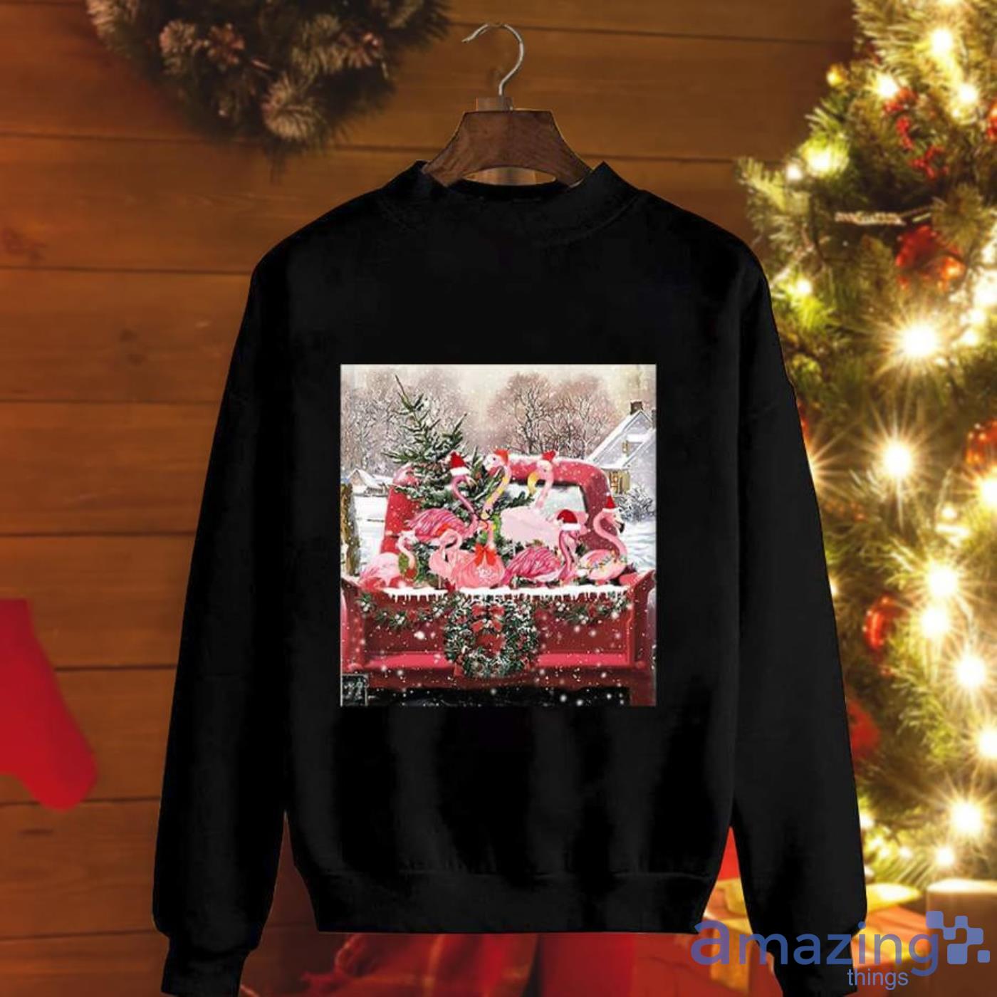 Flamingo Red Car Pet Farm Great For Farm Lover Holiday Christmas Sweatshirt Product Photo 1