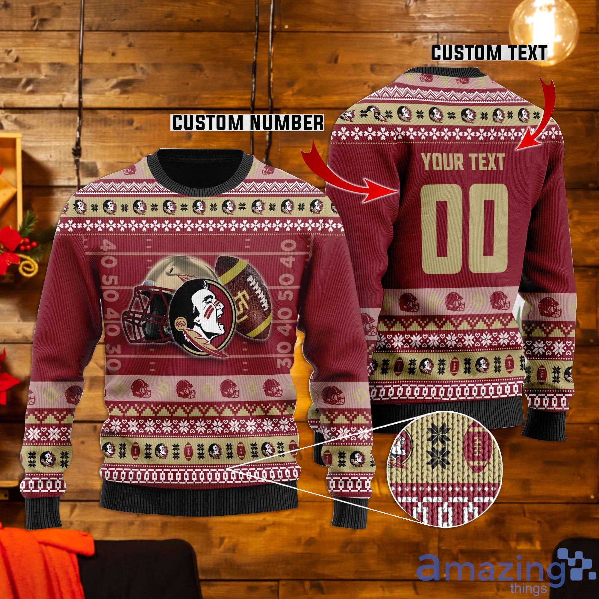 Florida State Seminoles Custom Name & Number Ugly Christmas Sweater Product Photo 1