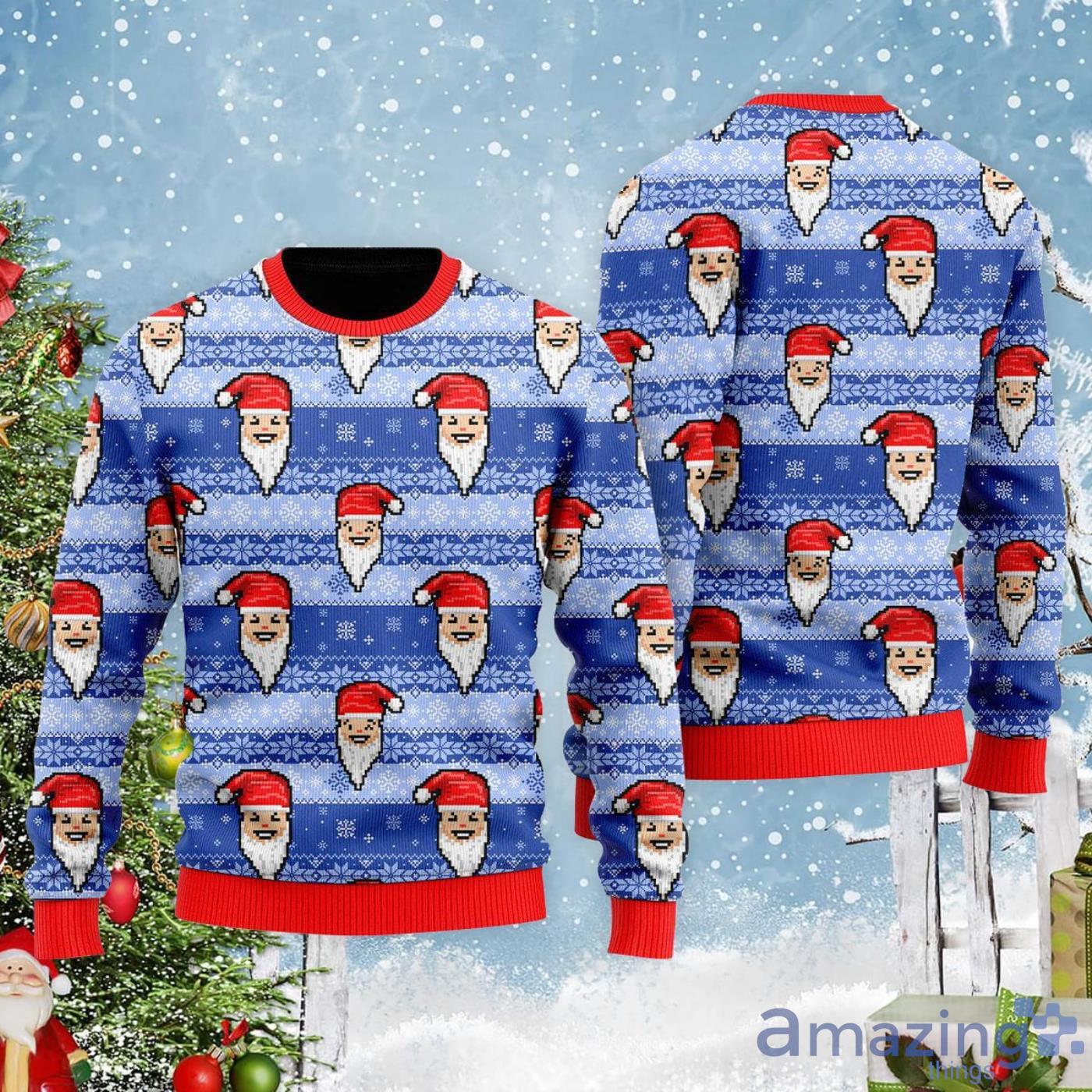 Funny Santa In Snow All Over Print Ugly Christmas Sweater Product Photo 1