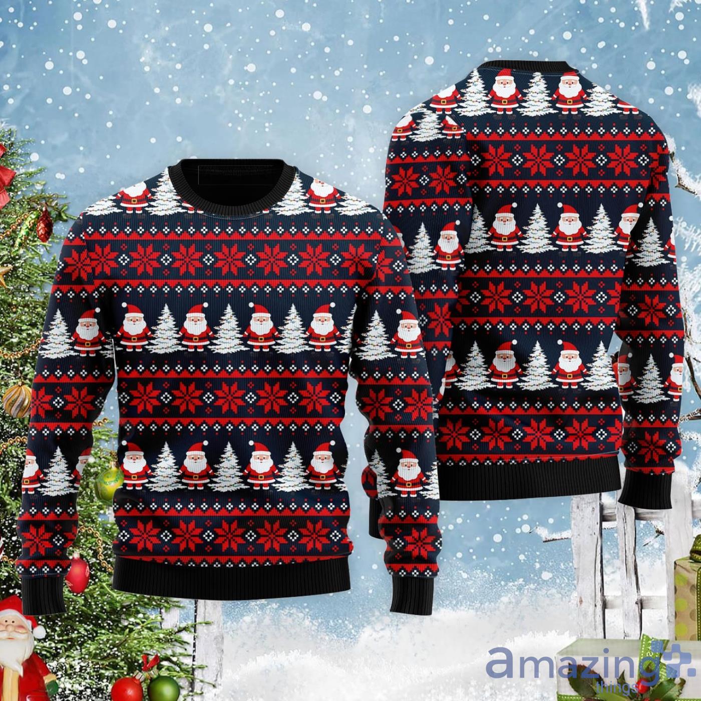 Funny Santa Snow Tree Ugly Christmas Sweater Product Photo 1