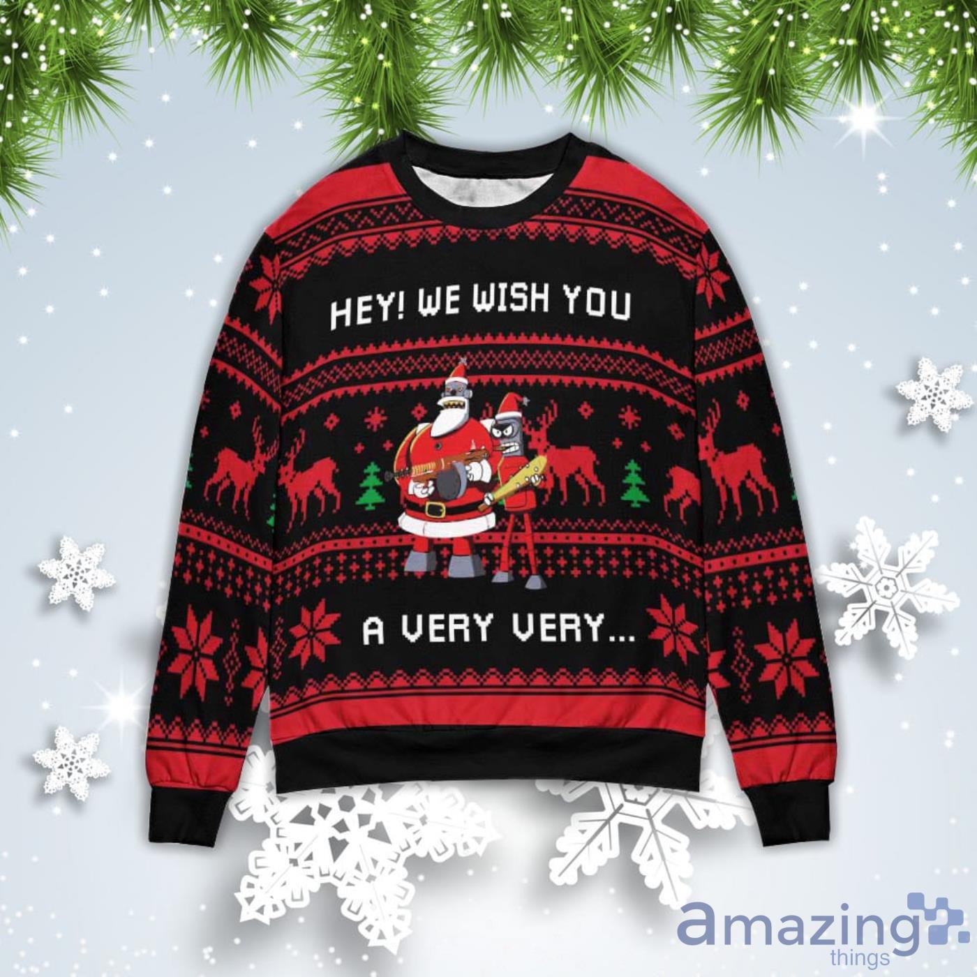 Futurama Hey We Wish You A Very Very Christmas Gift Ugly Christmas Sweater Product Photo 1 Futurama Hey We Wish You A Very Very Christmas Gift Ugly Christmas Sweater Product Photo 1