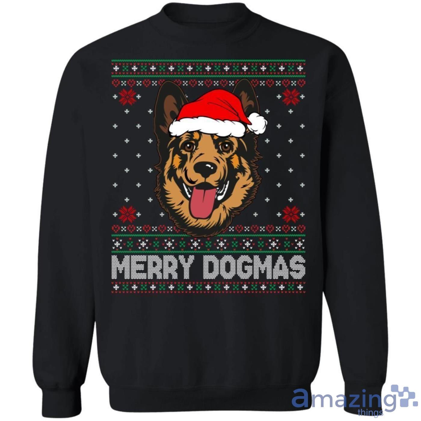 German Shepherd Merry Dogmas Dog Ugly Sweater Style Christmas Sweatshirt Product Photo 1