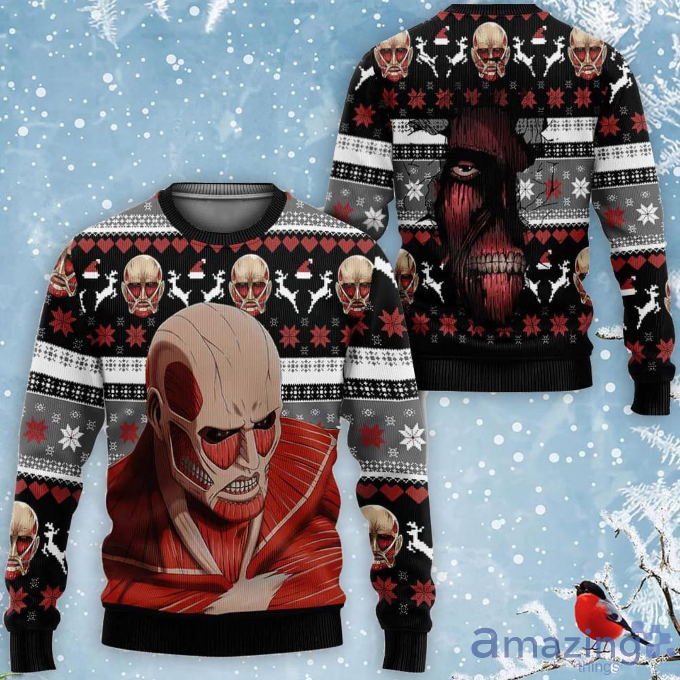 Giant Titan Custom Anime Attack On Titan Ugly Christmas Sweater Product Photo 1