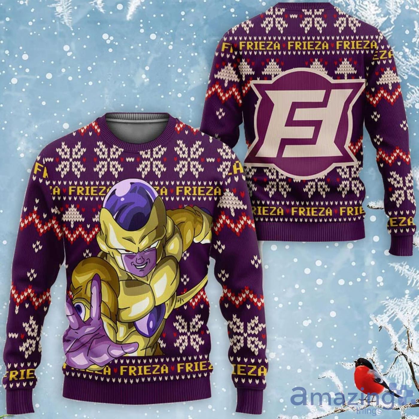 Golden Frieza Custom Anime Dragon Ball Ugly Christmas Sweater Product Photo 1