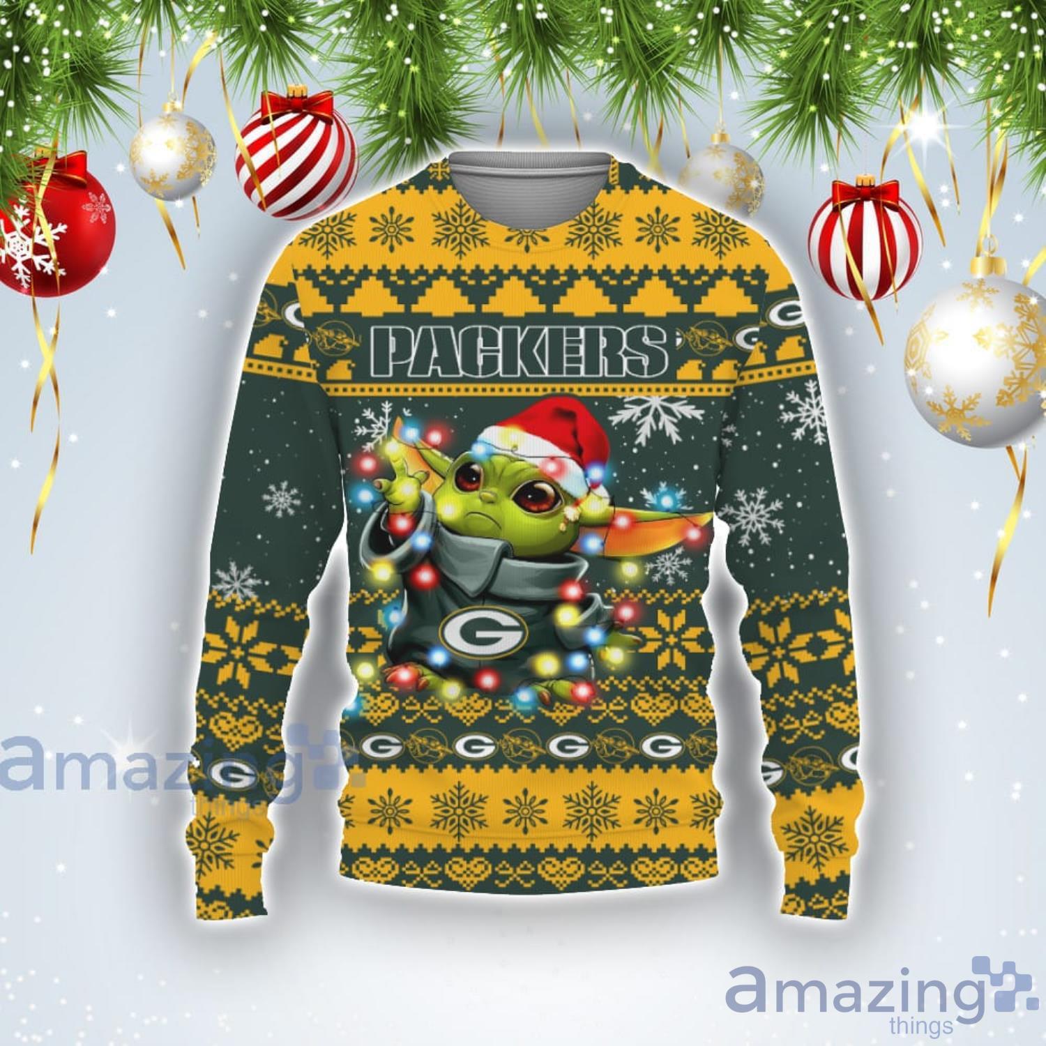 Star Wars Christmas Sweater Baby Yoda Green Bay Packers Custom