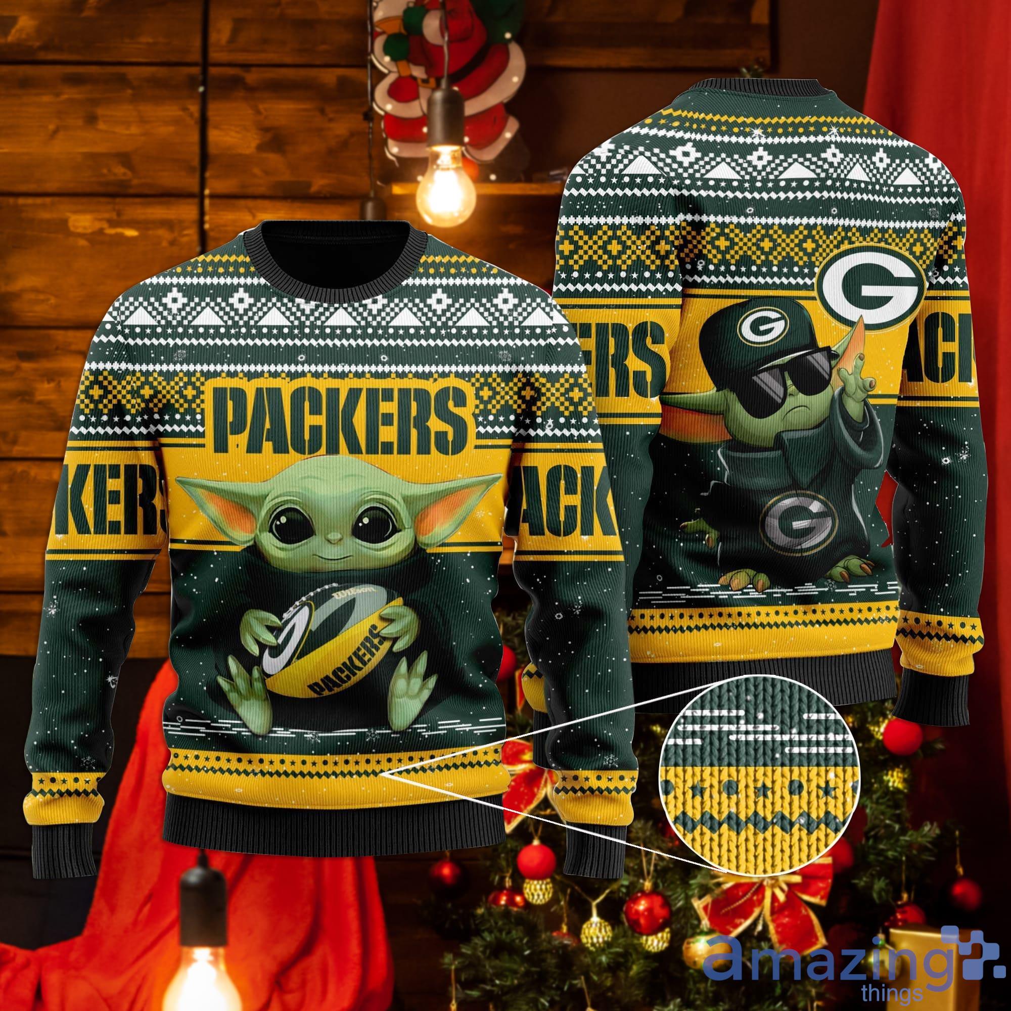 Green Bay Packers Baby Yoda Ugly Christmas Sweater Christmas Gift -  Banantees