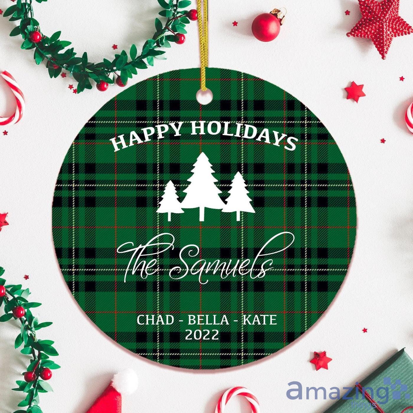 Green Christmas Plaid Personalized Family Christmas Gift Christmas Ornament image Green Christmas Plaid Personalized Family Christmas Gift Christmas Ornament Product Photo 2