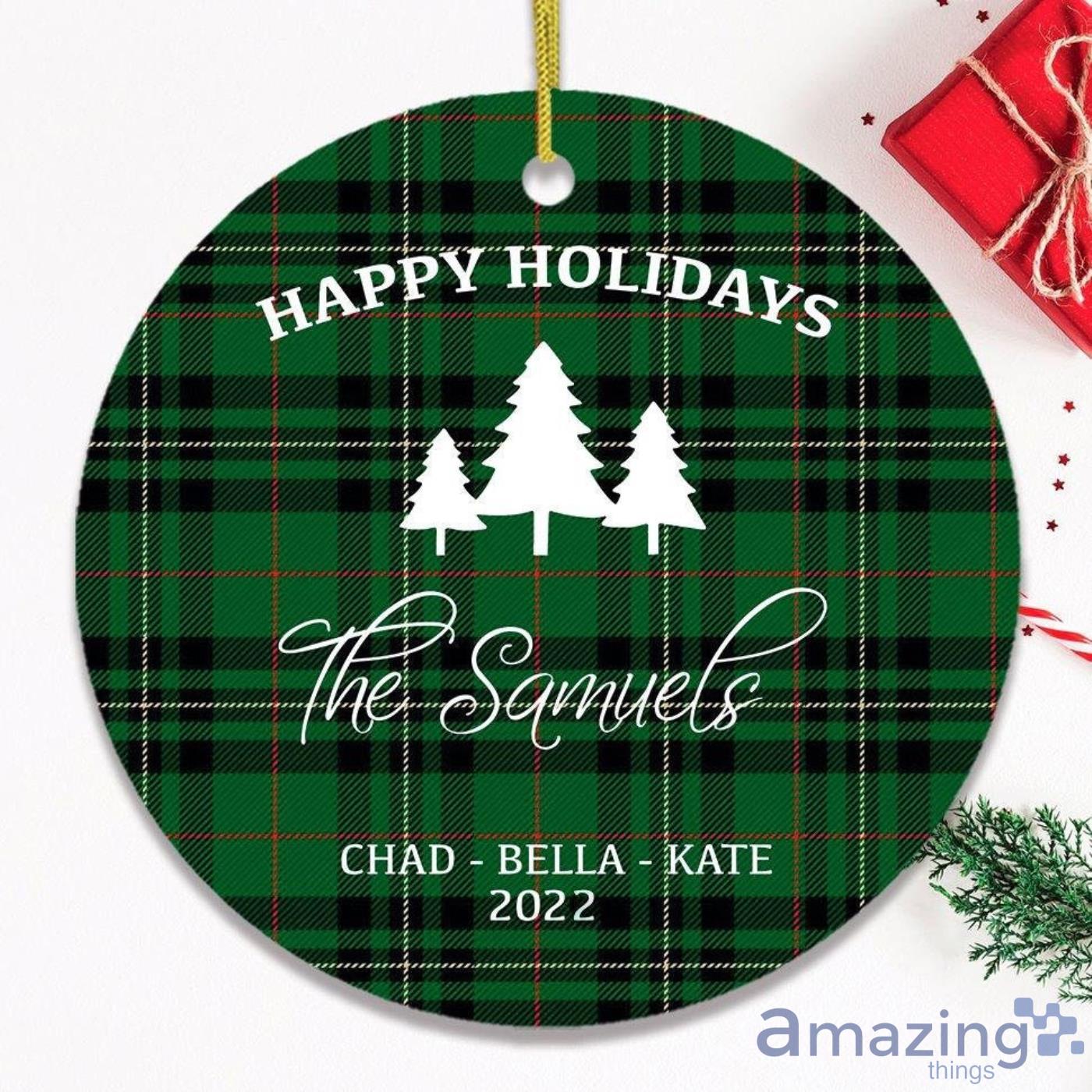 Green Christmas Plaid Personalized Family Christmas Gift Christmas Ornament Product Photo 1