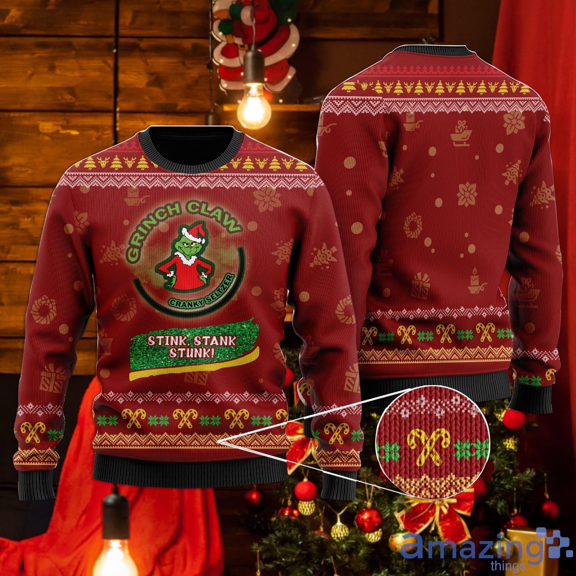 Grinch Claw Cranky Seltzer Stink Stank Stunk Ugly Christmas Sweater Product Photo 1
