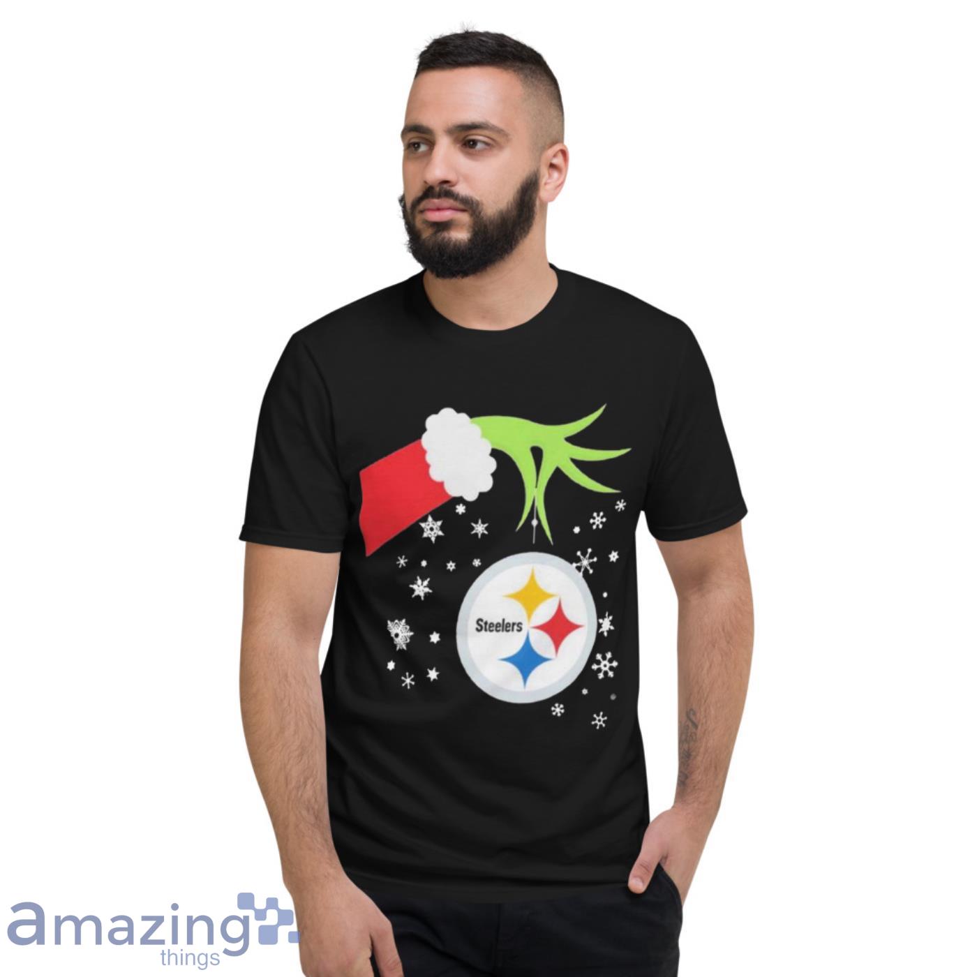 Grinch Hand Pittsburgh Steelers Holding Merry Christmas Shirt