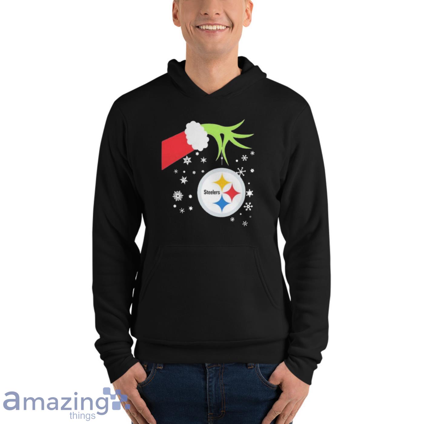 Grinch Hand Pittsburgh Steelers Holding Merry Christmas Shirt