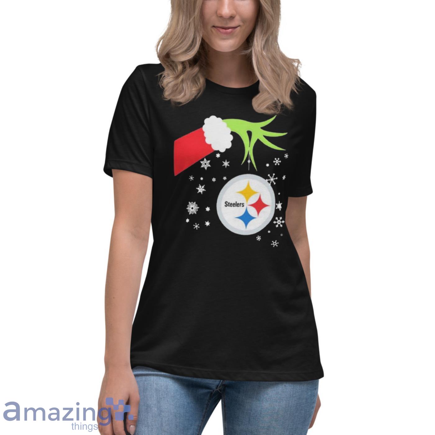 Grinch Hand Pittsburgh Steelers Holding Merry Christmas Shirt