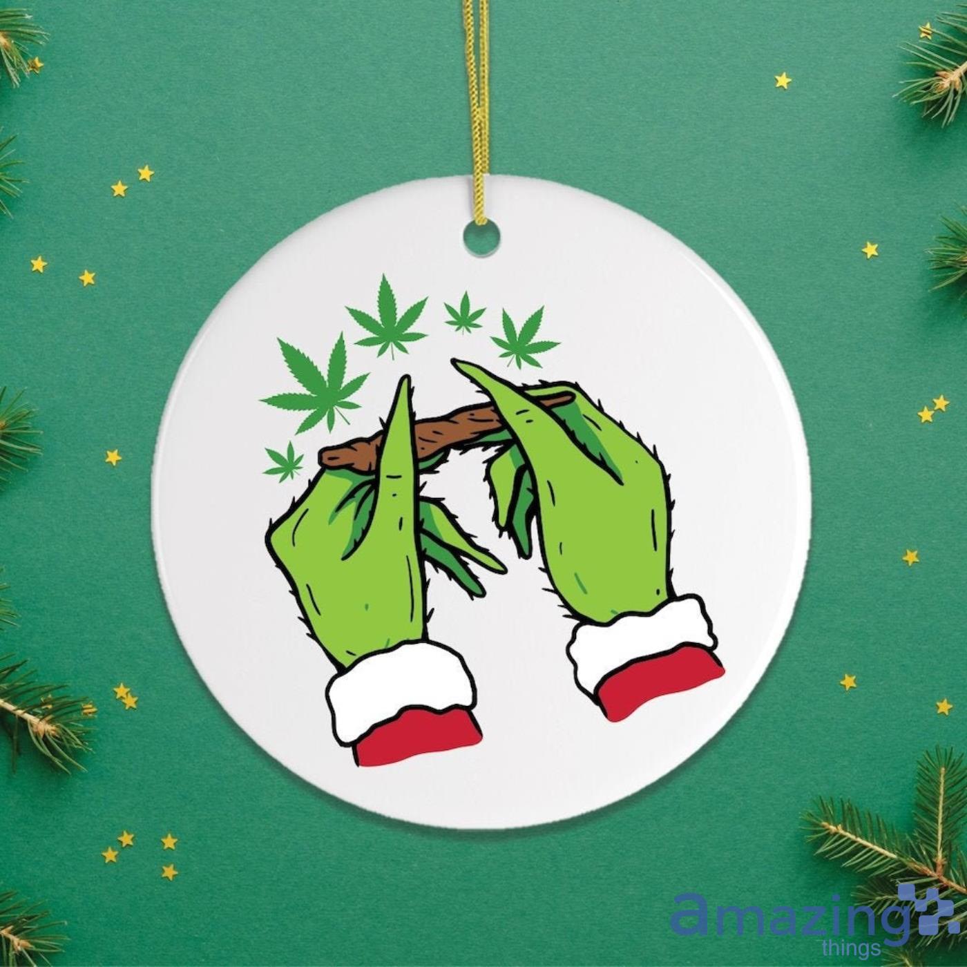 Grinch Rolling Blunt Weed Christmas Gift Ornament image Grinch Rolling Blunt Weed Christmas Gift Ornament Product Photo 2