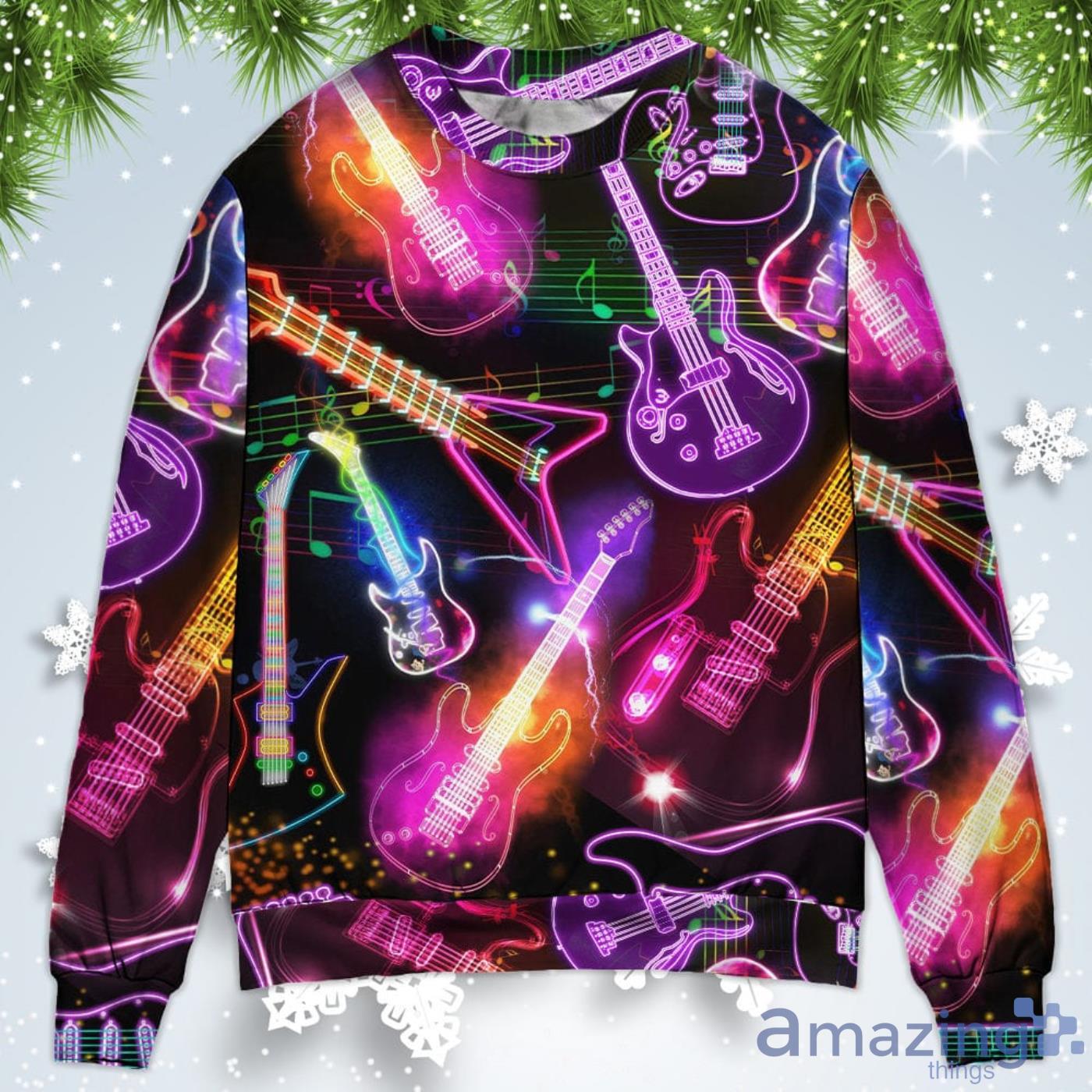 Guitar Neon Amazing Christmas Sweatshirt Sweater Product Photo 1