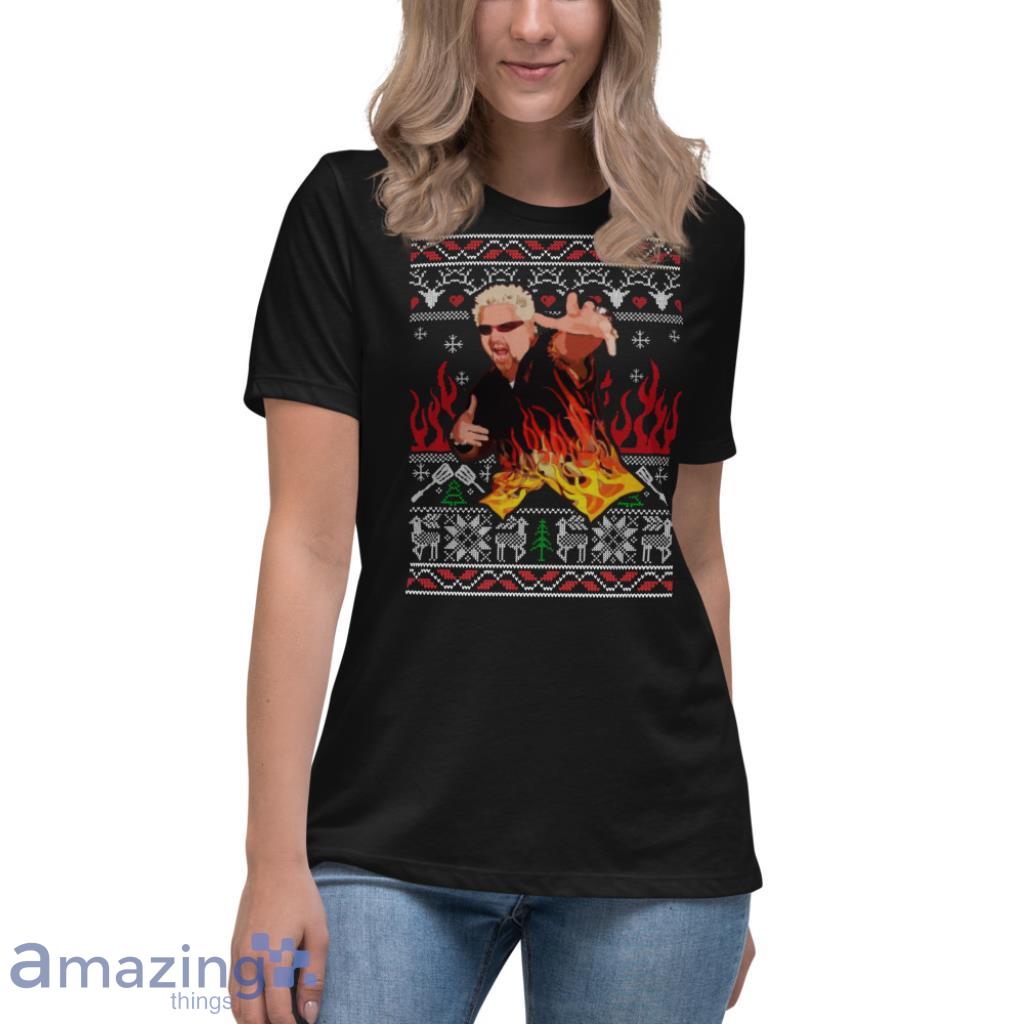 Guy Fieri Christmas Sweatshirt image Guy Fieri Christmas Sweatshirt - Womens Relaxed Short Sleeve Jersey Tee