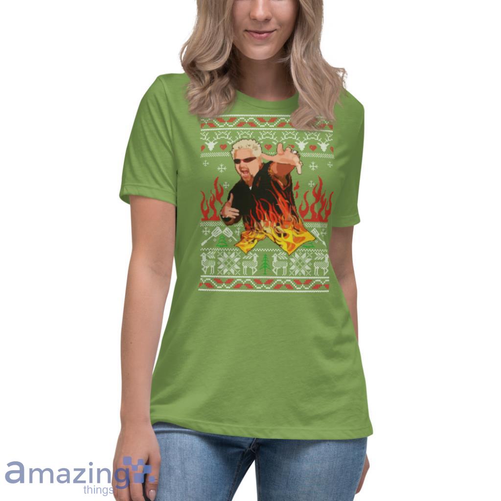 Guy Fieri Christmas Sweatshirt image Guy Fieri Christmas Sweatshirt - Womens Relaxed Short Sleeve Jersey Tee-1