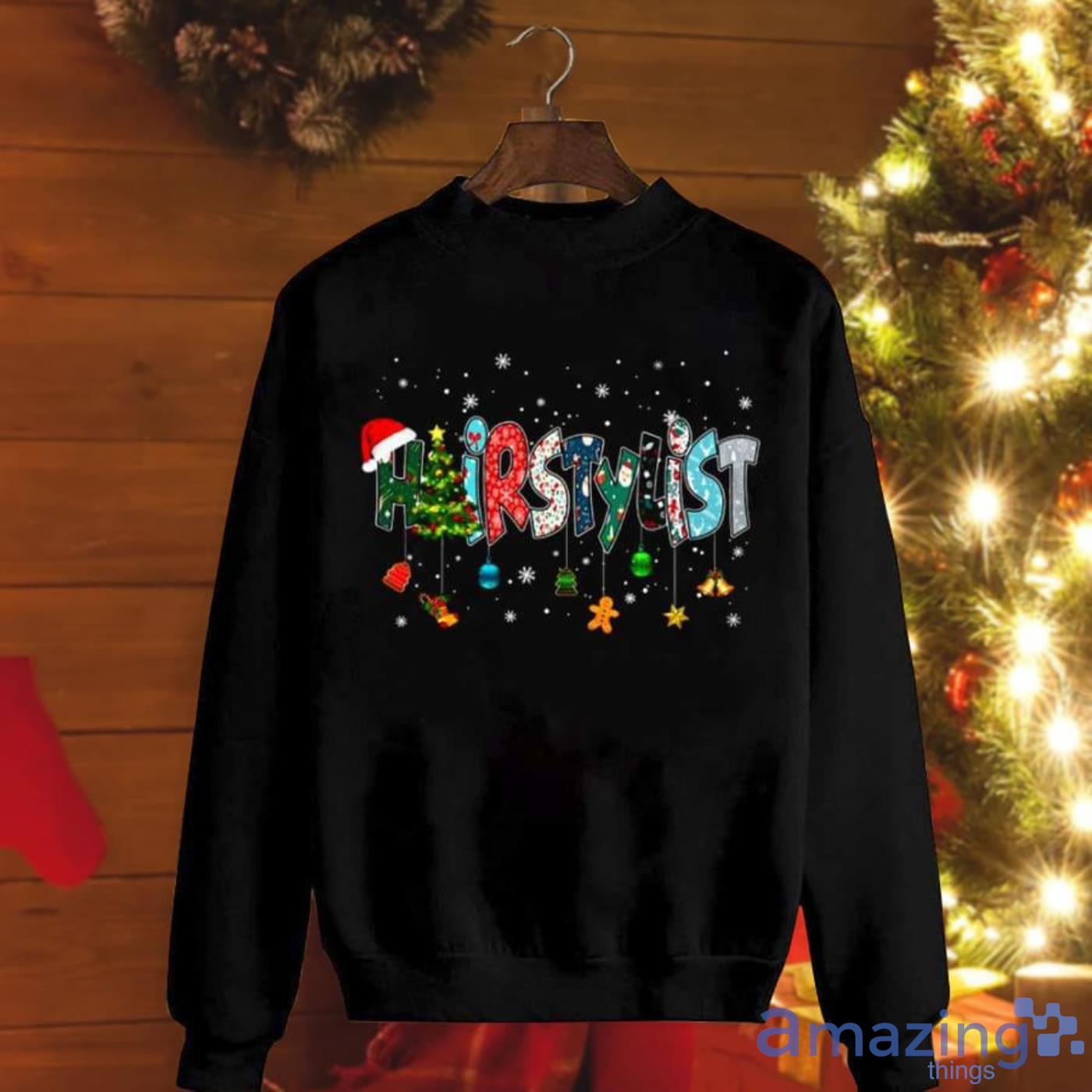 Hairstylist Santa Hat Candy Cane Snowflakes Funny Day Christmas Sweatshirt Product Photo 1