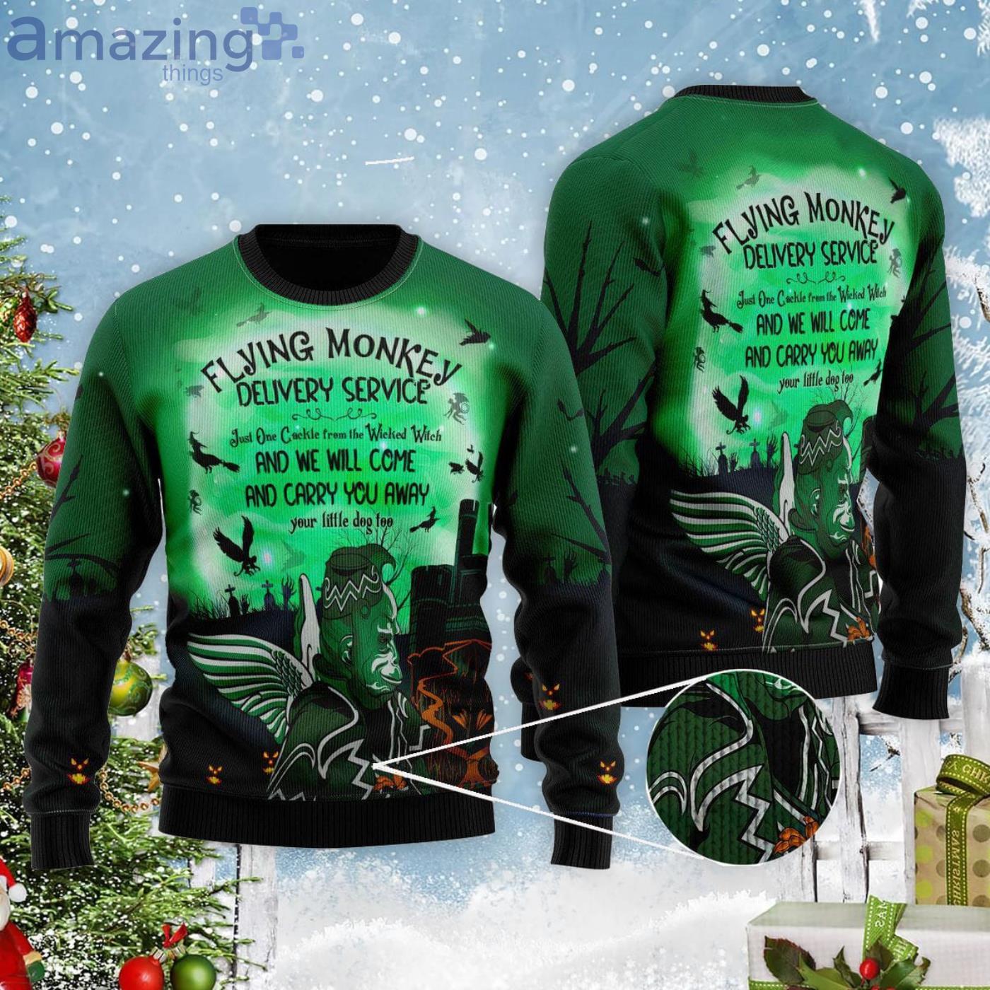 Halloween Gift Witchcraft Flying Monkey Ugly Christmas Sweater Product Photo 1