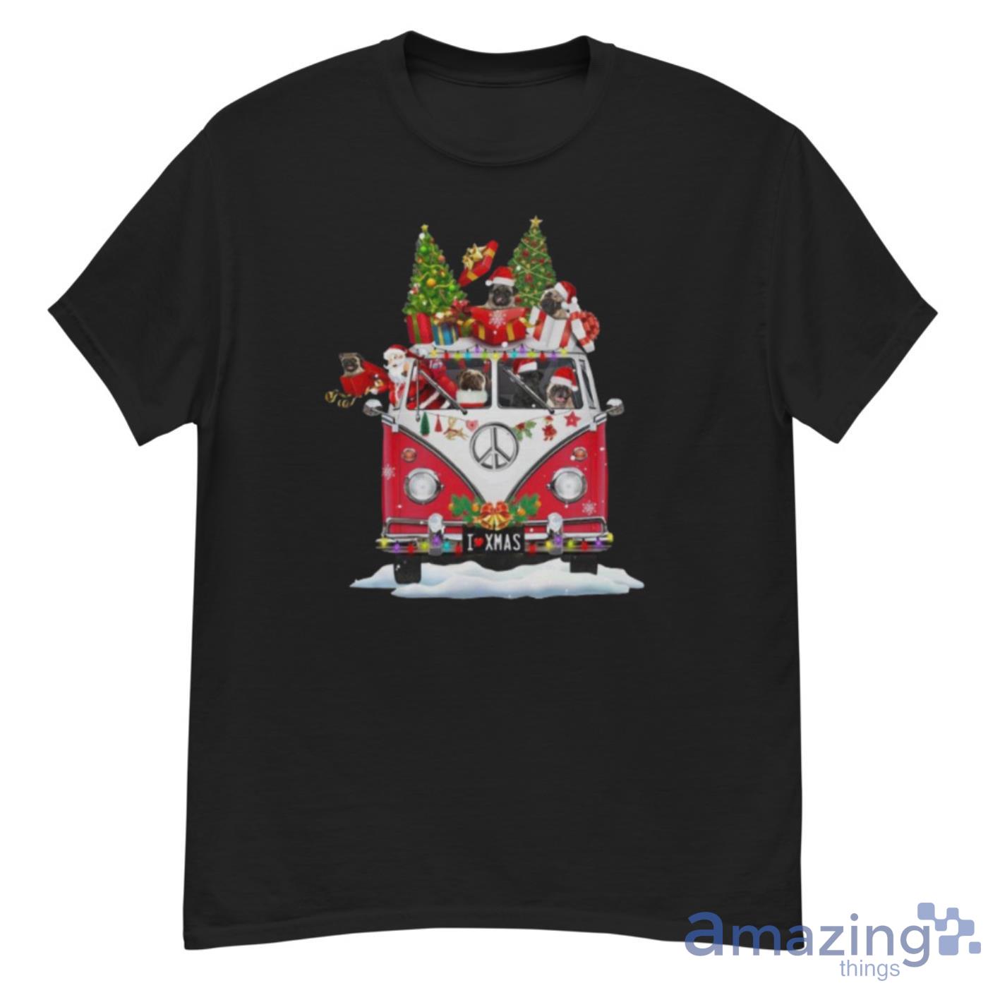 Happy Hippie Dog And Santa I Love Merry Christmas Shirt - G500 Men’s Classic T-Shirt