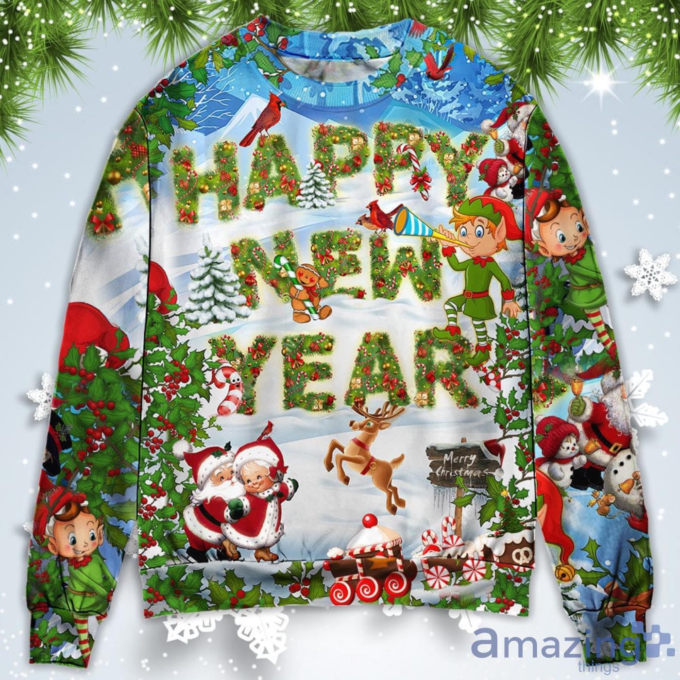 Happy New Year Snow Christmas Sweatshirt Sweater Product Photo 1