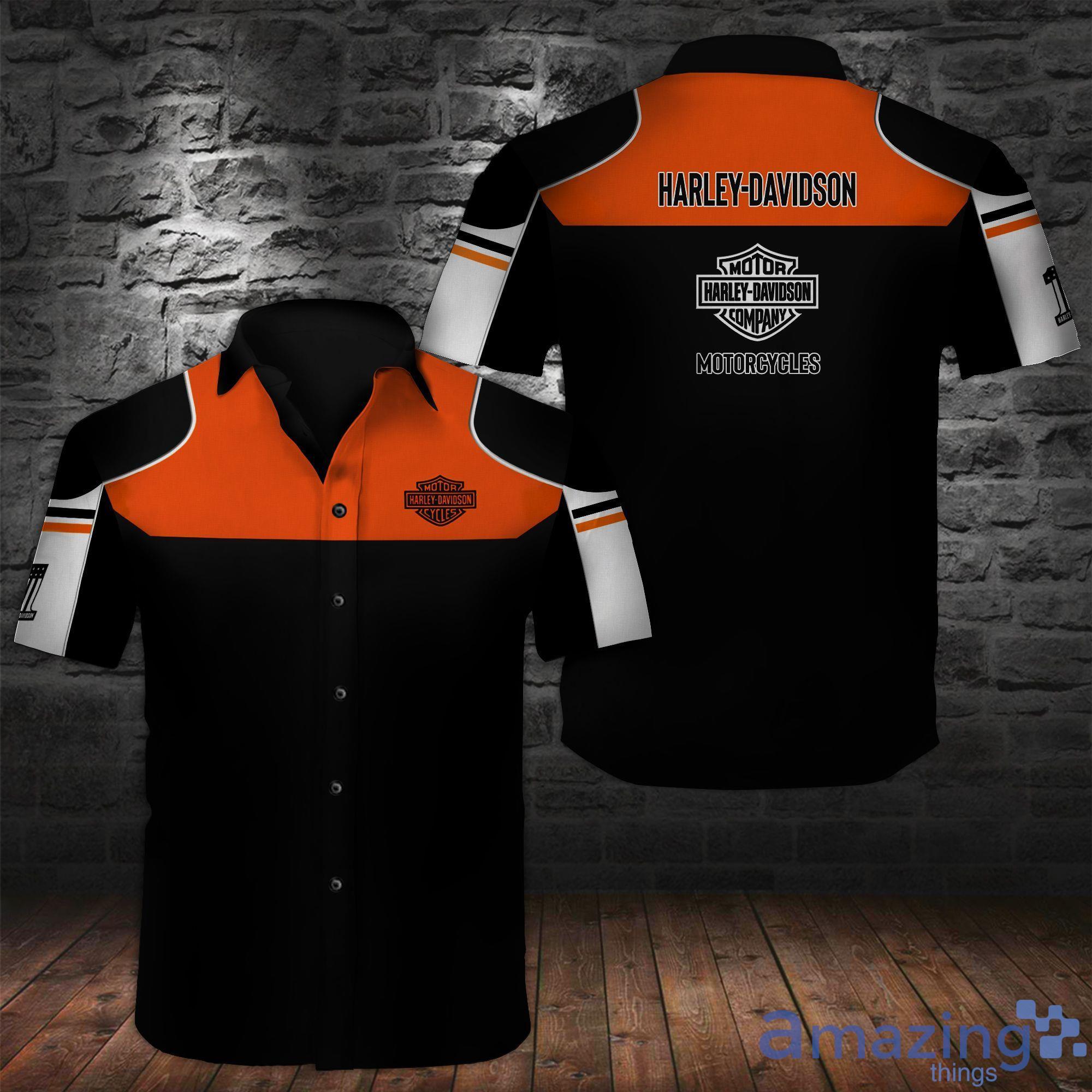 Harley-Davidson All Over Print Black Hawaiian Shirt Product Photo 1