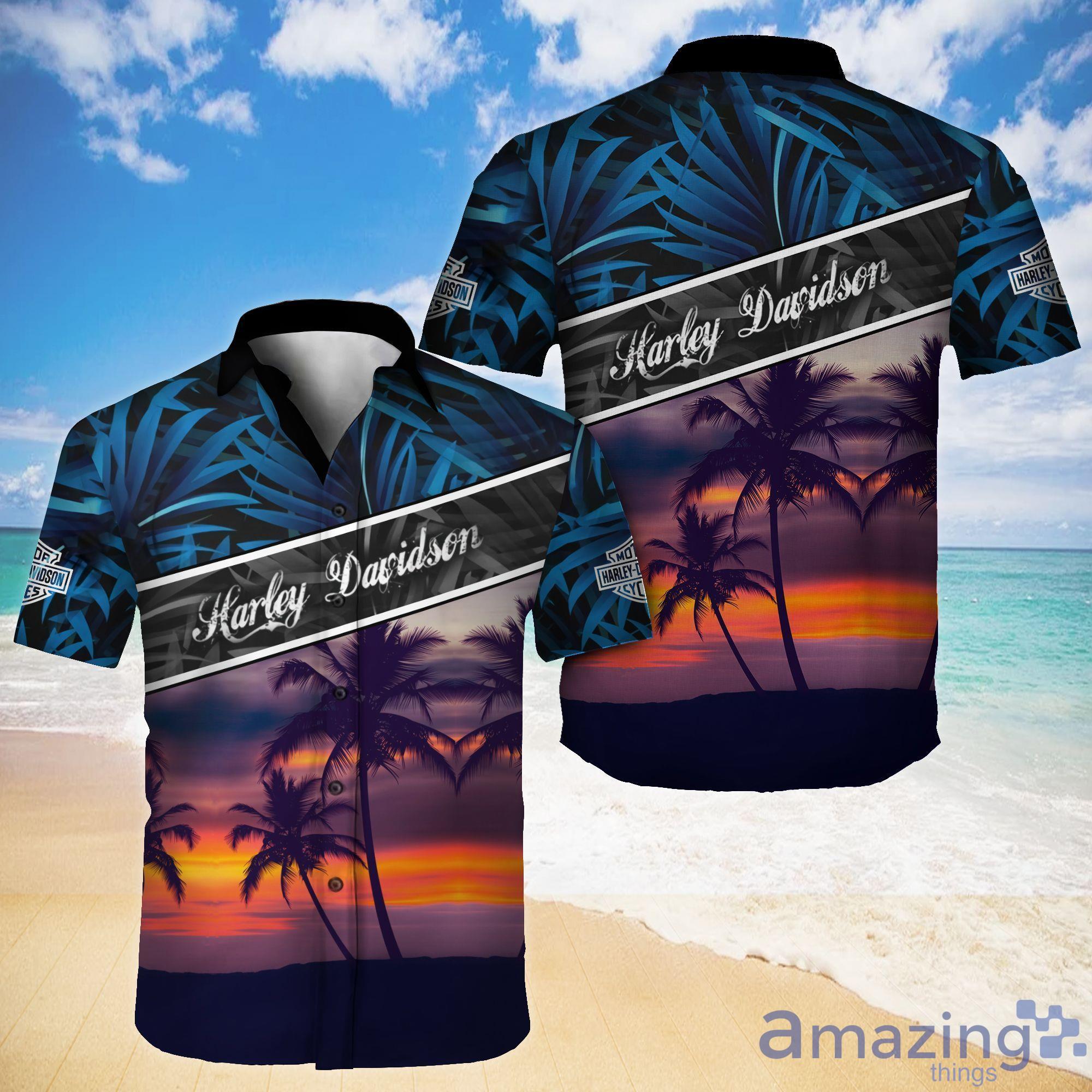 Harley-Davidson Beach Camp Party Aloha Beach Sunset Short Sleeves Hawaiian Shirt Product Photo 1