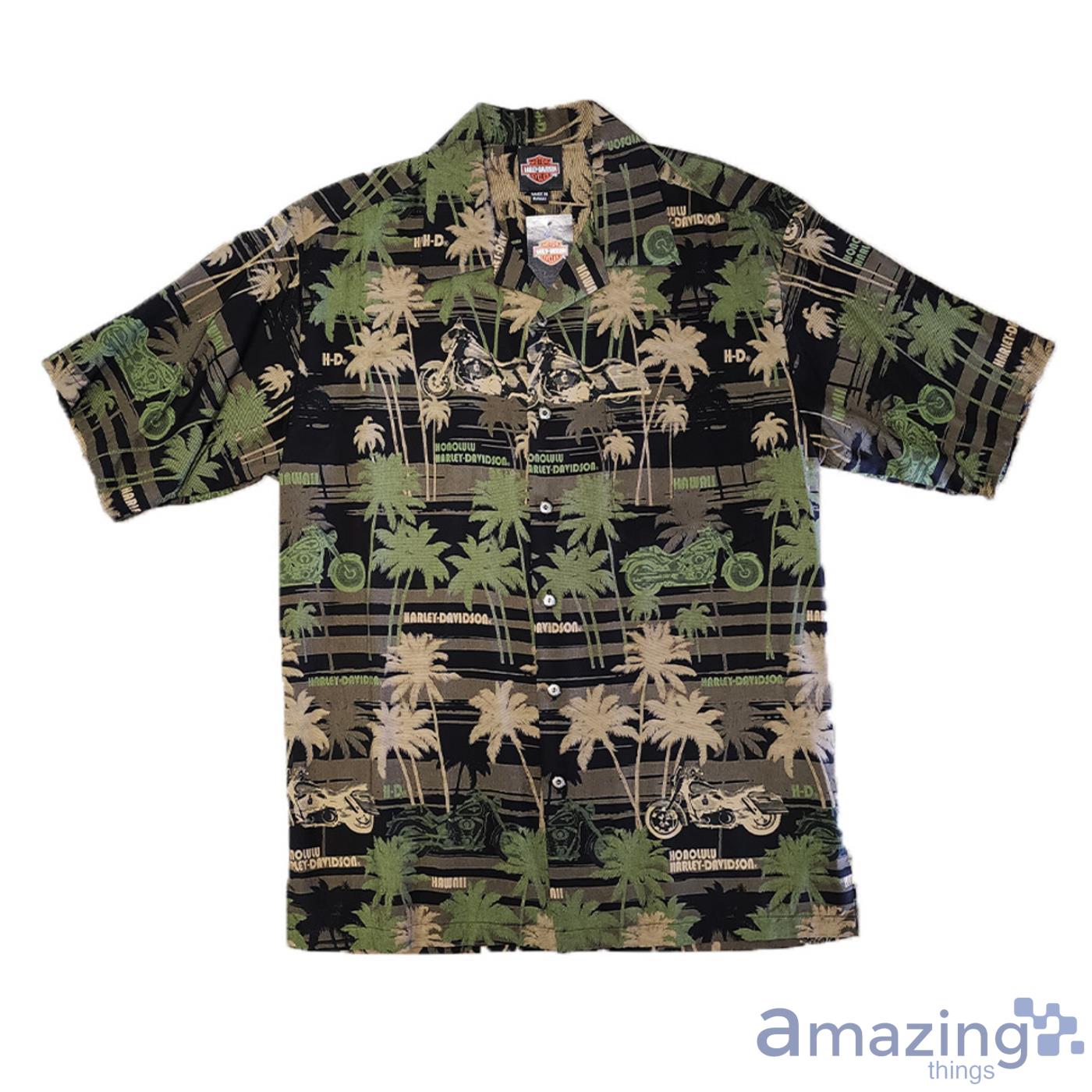 Harley-Davidson Palm Trees Background Hawaiian Shirt Product Photo 1