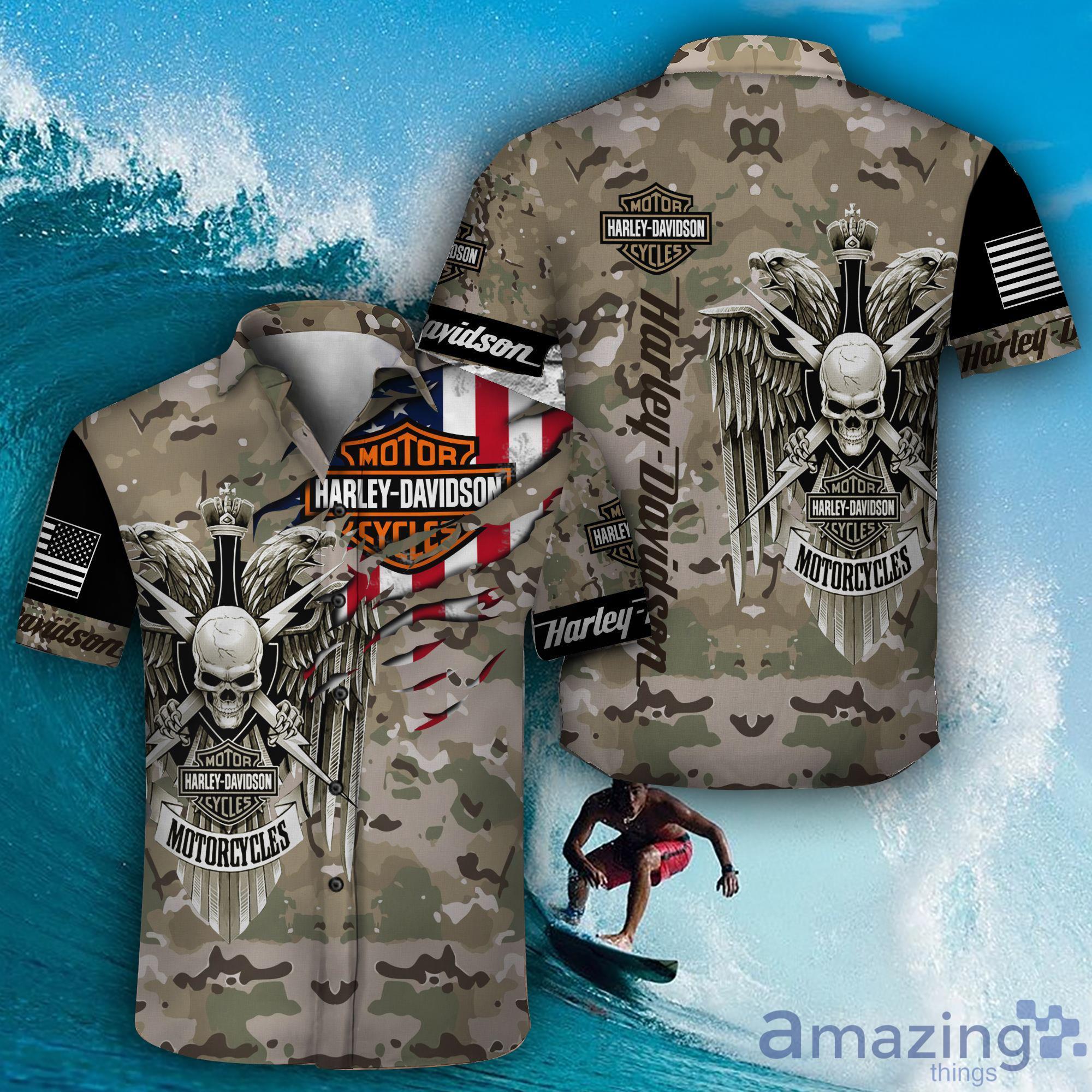 Harley-Davidson Skull Camo Short Sleeves All Over Print Hawaiian Shirt Product Photo 1