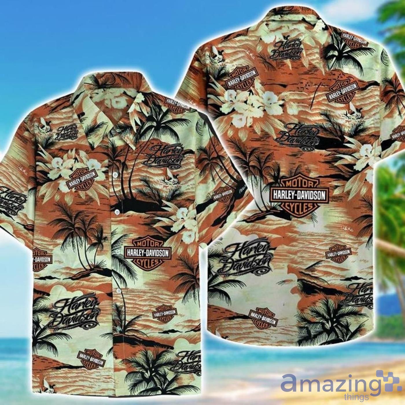 Harley-Davidson Tropical Flowers Short Sleeves Hawaiian Shirt Product Photo 1
