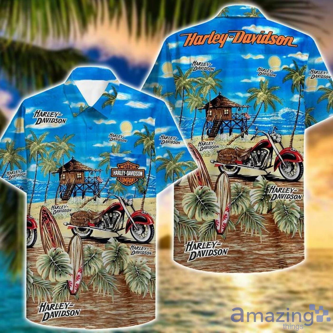 Harley Davison Island Beach Short Sleeves Hawaiin Shirt Product Photo 1