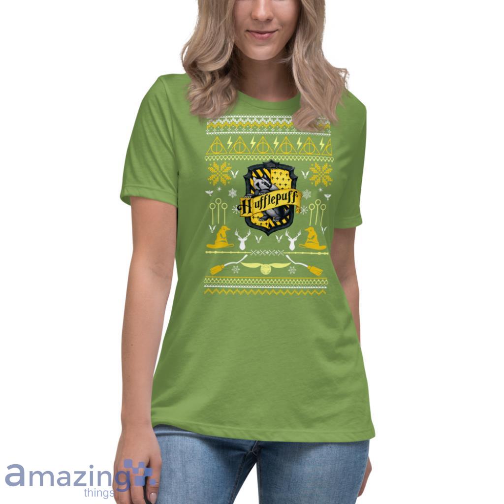 Harry Potter Hufflepuff Ugly Christmas Shirt image Harry Potter Hufflepuff Ugly Christmas Shirt - Womens Relaxed Short Sleeve Jersey Tee-1